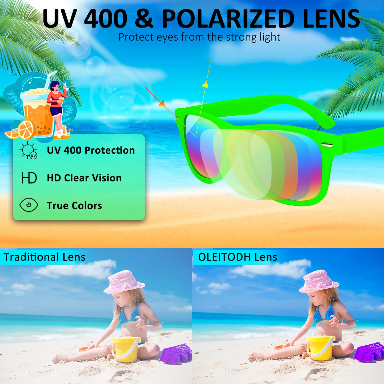 60 Pcs Kids Sunglasses Bulk - Neon Party Sunglasses for Boys & Girls Age 3-8, Summer Pool Beach Party Favors, Birthday Gifts & Outdoor Activities - Perfect for Birthday Parties, Pool Parties, Beach Outings & Summer Events