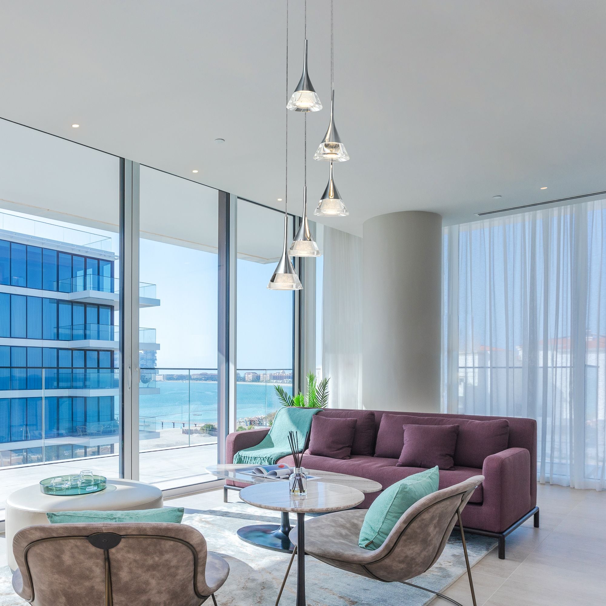 VONN Amalfi 5-Light LED Chandelier with Cone Shades in Polished Chrome - Modern Ceiling Light Fixture for Dining Room, Living Room & Bedroom