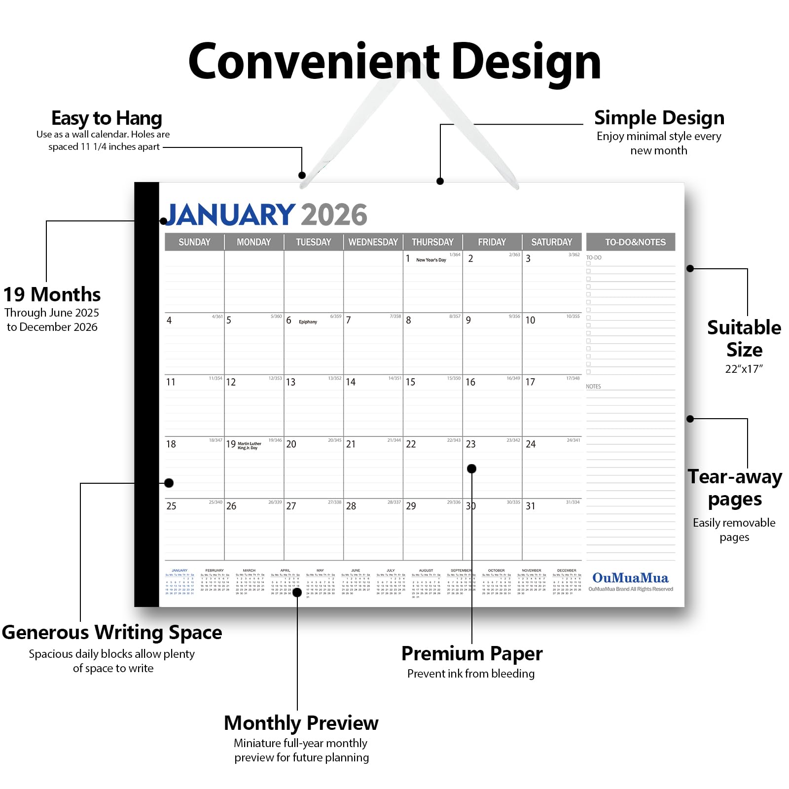 GuassLee 2025-2026 Large Desk Calendar 22