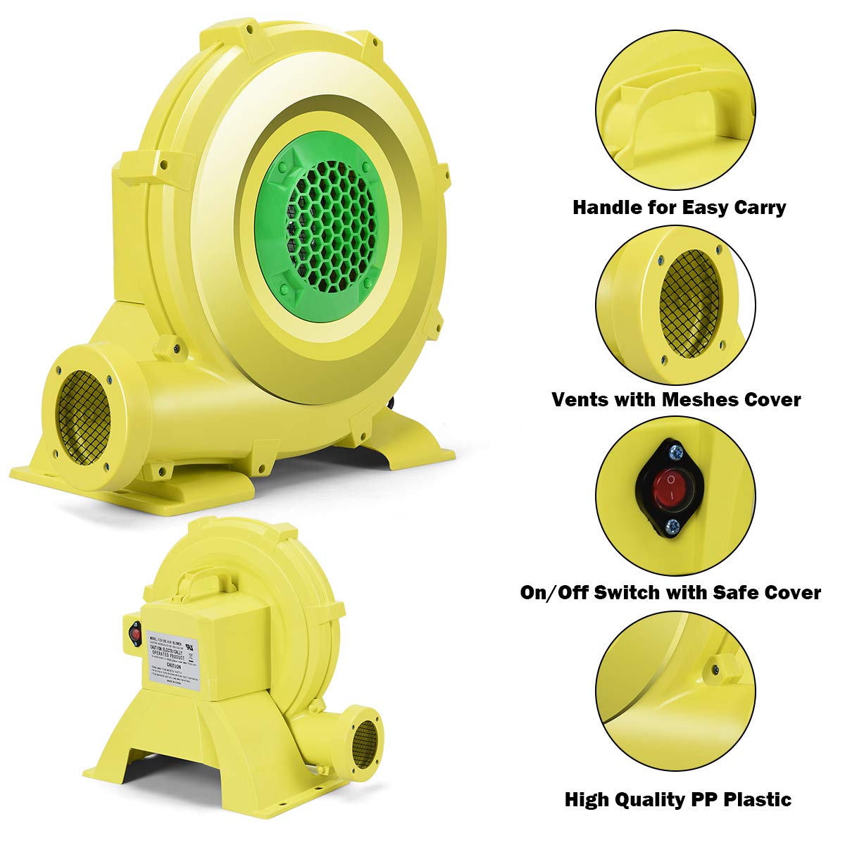 Costzon 950W Commercial Air Blower for Bounce Houses & Inflatables - 1.25HP High-Power Pump Fan for Inflatable Bouncers, Waterslides, Jumping Castles - Perfect for Birthday Parties, Carnivals & Outdoor Events