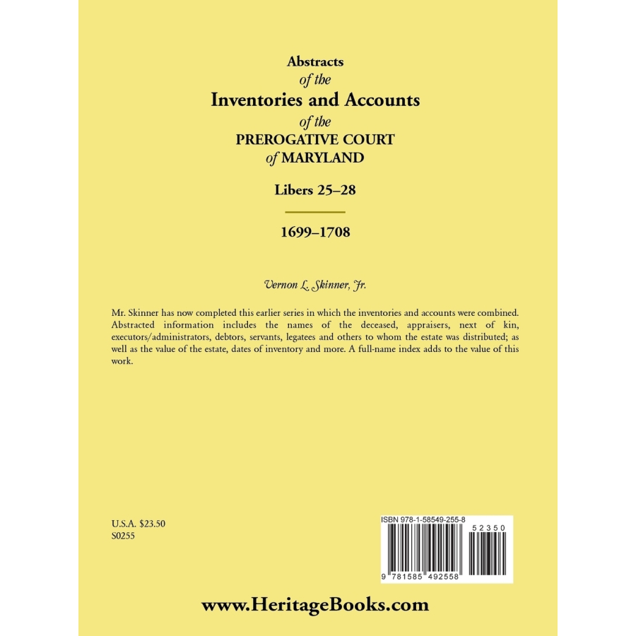 Abstracts of the Inventions and Accounts: Maryland Prerogative Court Records 1699-1708 (Libers 25-28) | Genealogy Research & Historical Document Collection