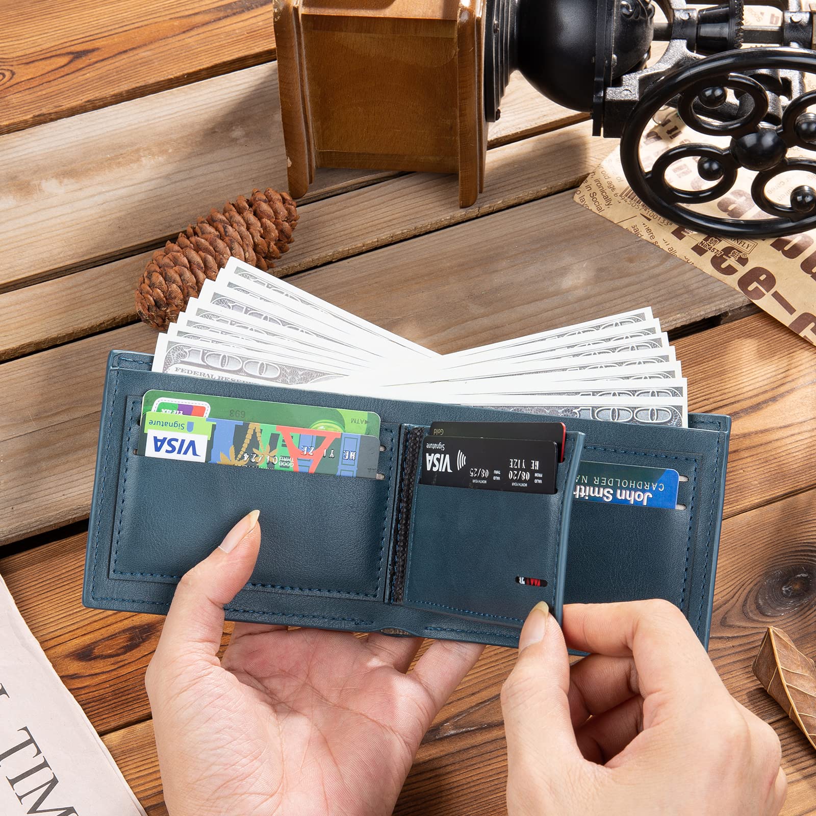 Personalized Leather Photo Wallet for Men - Custom Engraved Bifold Wallet with Photo/Text - Unique Gift for Husband, Dad, Boyfriend, Uncle & Friends - Perfect for Anniversaries, Birthdays & Father's Day