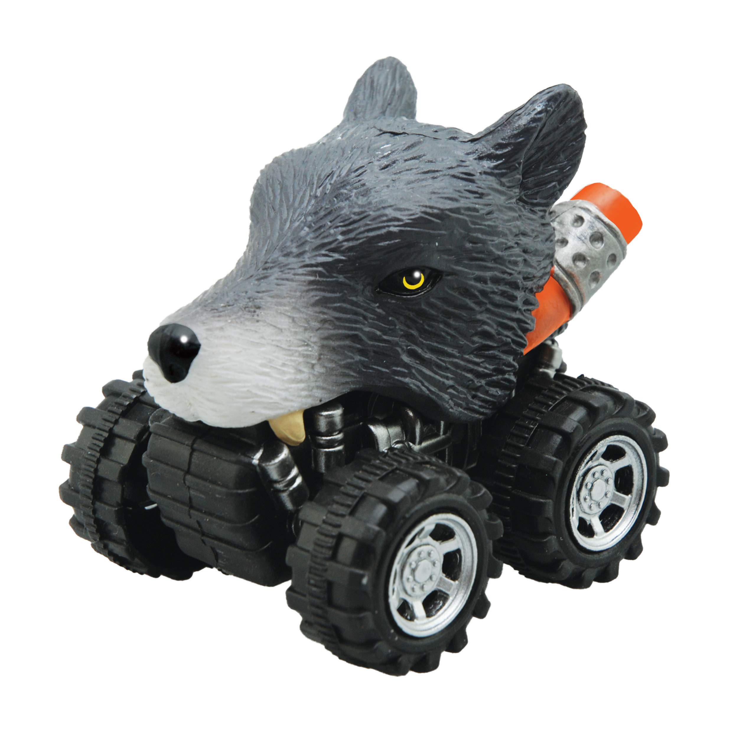 Deluxebase Friction Powered Monster Truck Toy with Cool Wolf Rider - Fun Animal Themed Car Toy for Boys & Girls - Perfect for Playtime, Birthday Gifts & Pretend Racing Adventures