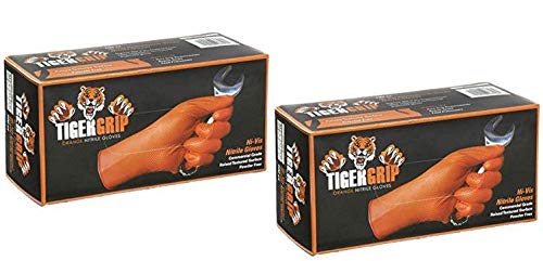 Tiger Grip Gloves - 2 Pack Hi-Vis Orange Textured Work Gloves - Powder Free & Latex Free - Perfect for Construction, Warehouse & Outdoor Work Safety