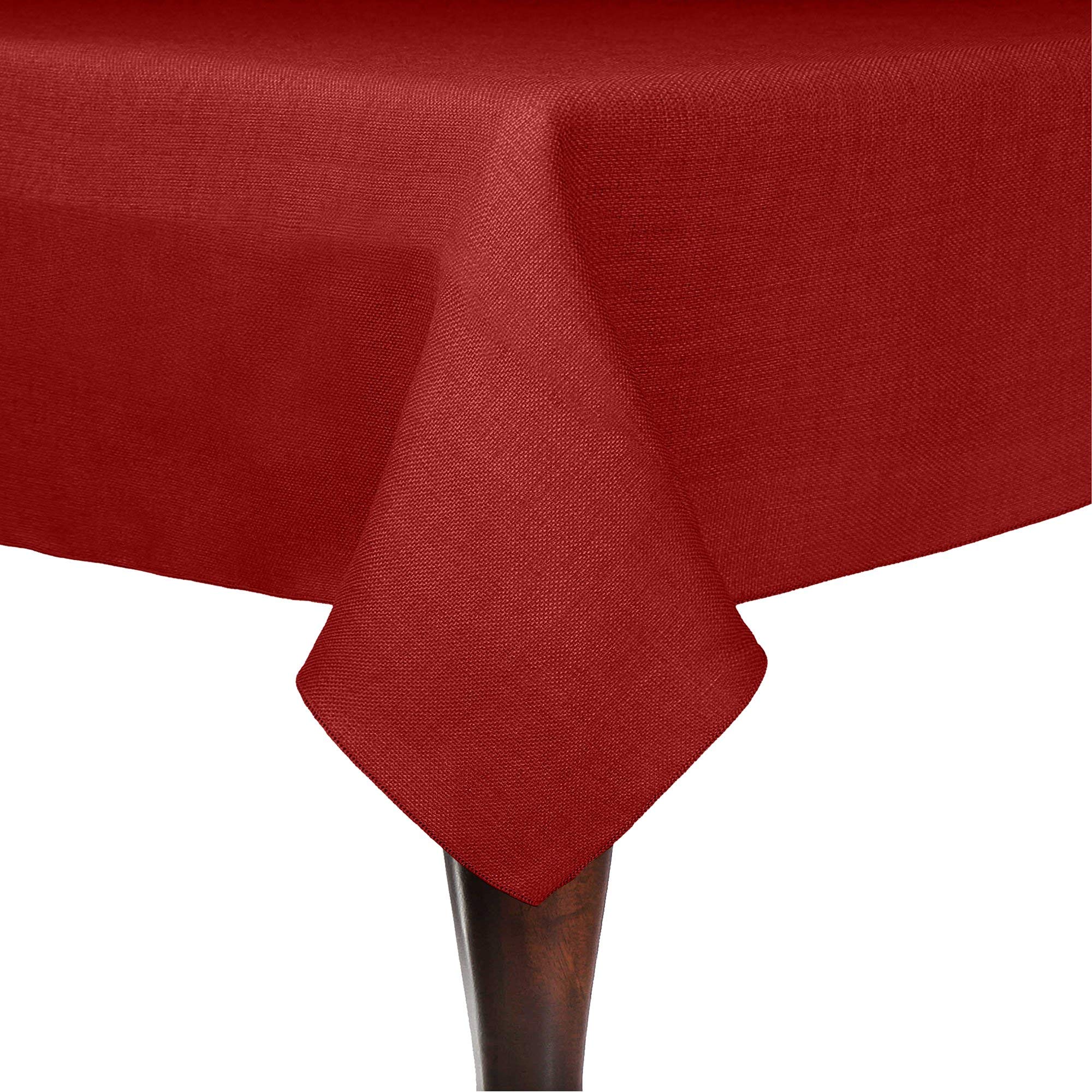 10-Pack Havana Faux Burlap Tablecloths 54x96 Inches - Basket Weave Rectangular Holiday Red Table Cover for Christmas, Thanksgiving & Party Decor