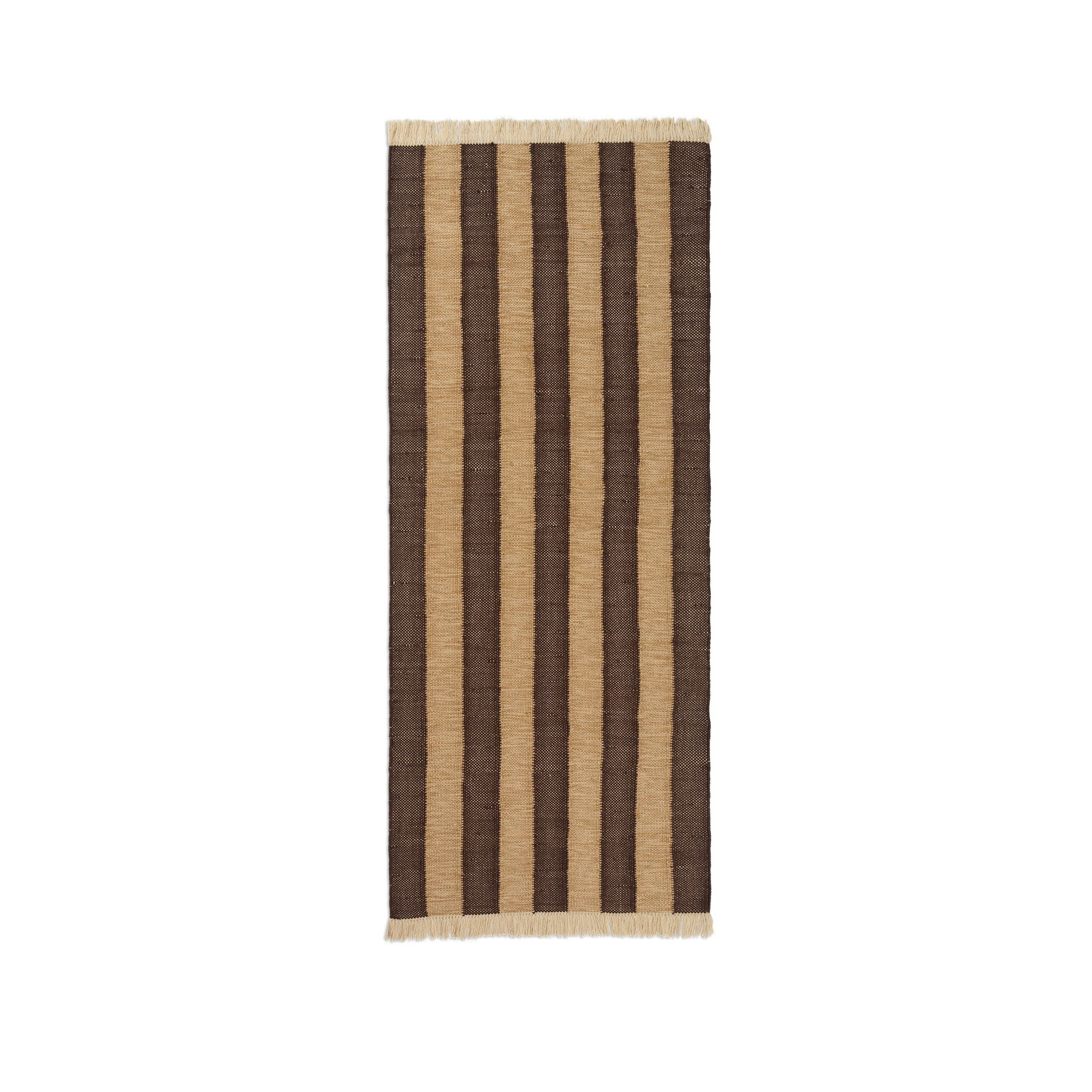FERM LIVING Ives Runner Rug - Tan & Chocolate - 80x200cm - Non-Slip Kitchen Runner - Perfect for Hallway, Bedroom & Living Room Decor