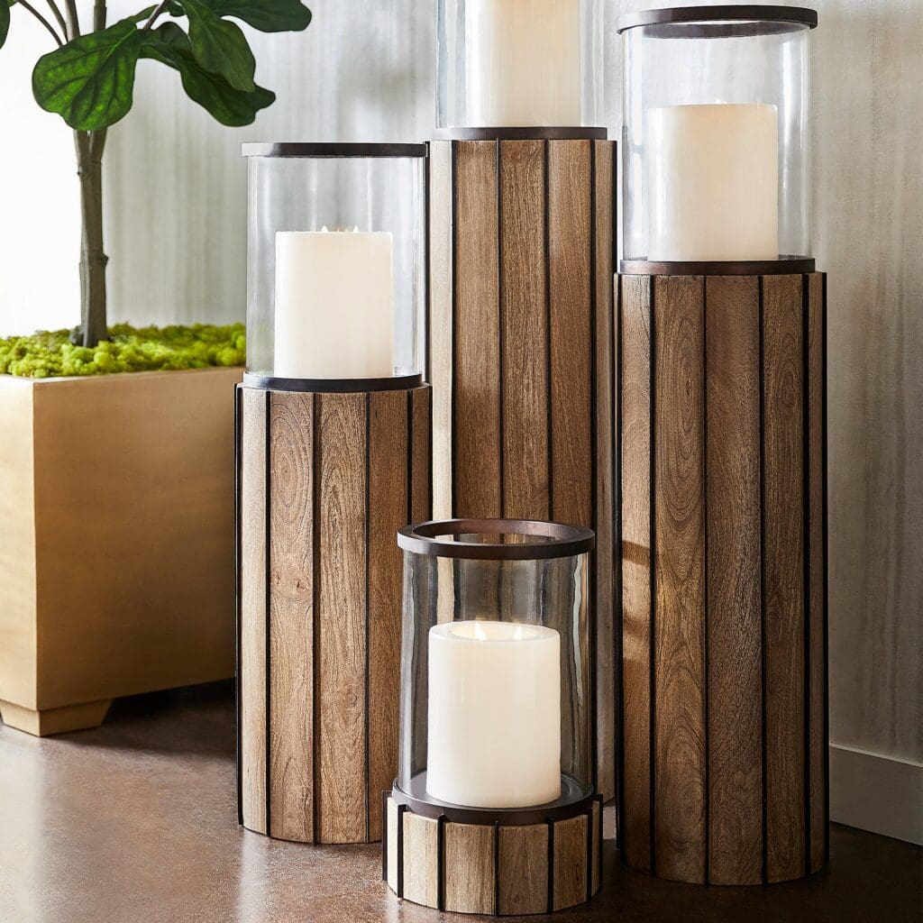 Cyan Design 11541 Reed Floor Hurricane - Bronze Large Indoor/Outdoor Decorative Candle Holder for Patio, Garden, and Living Room Decor