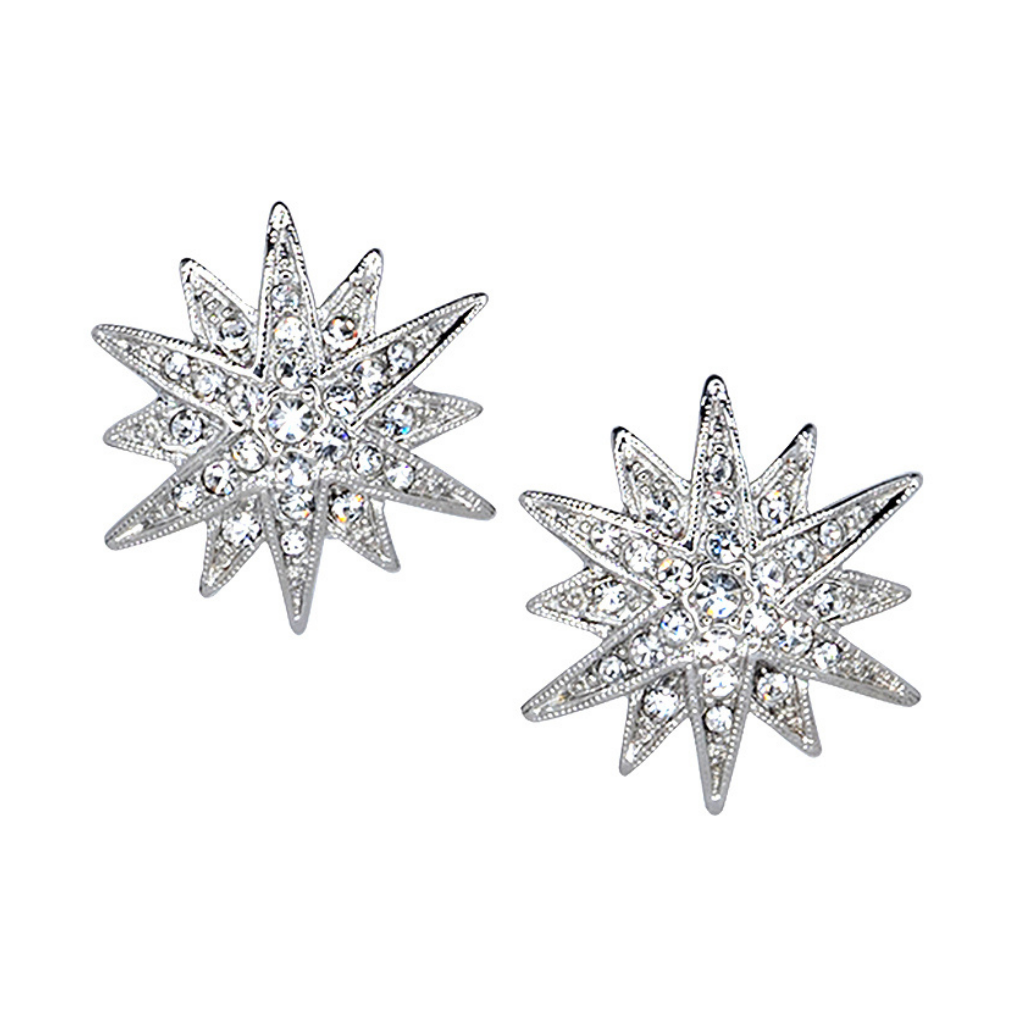Sparkling Crystal Starburst Pierced Earrings for Women - Elegant Dangle Earrings for Party, Wedding & Evening Wear | Hypoallergenic Stainless Steel Jewelry Gift