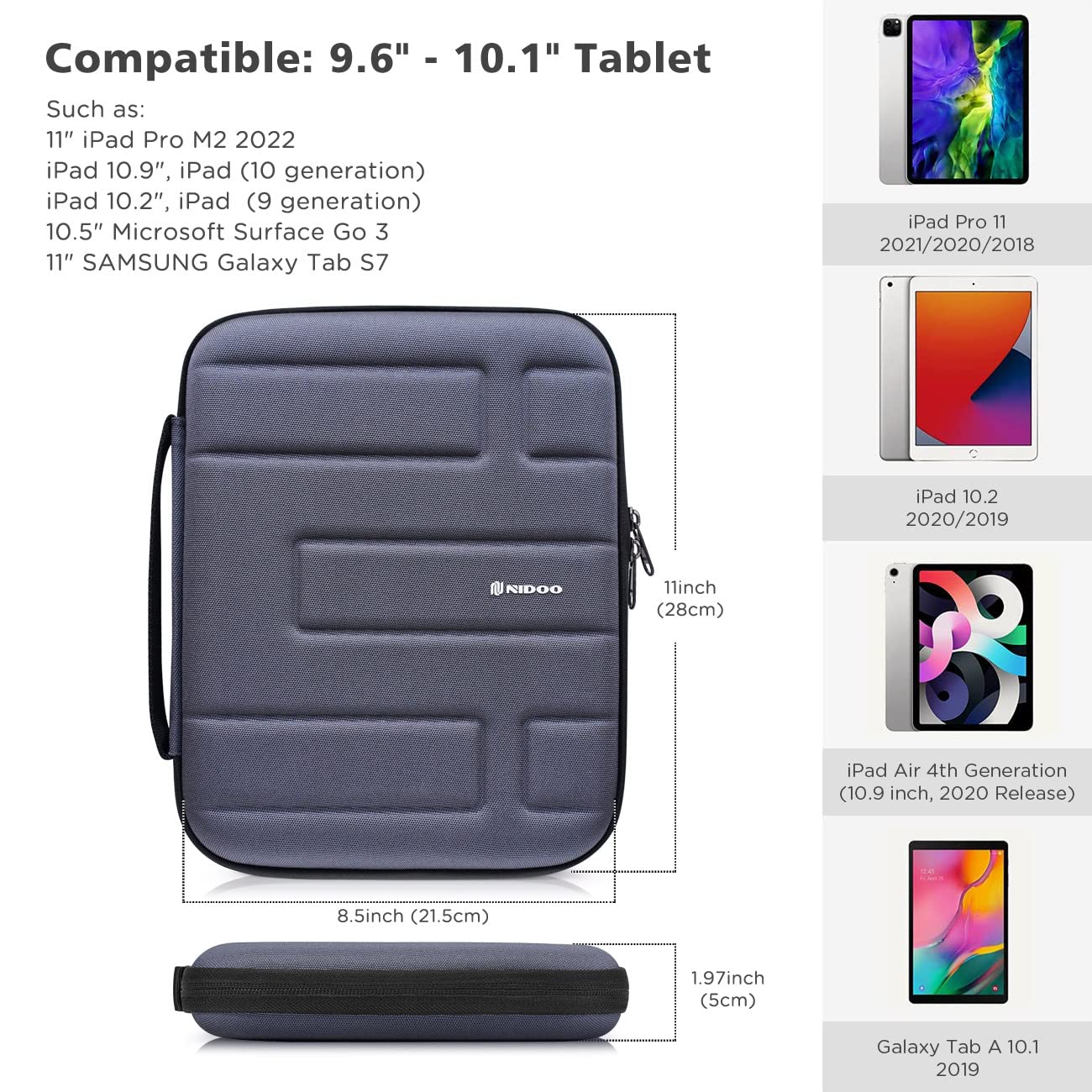 Premium NIDOO Hardshell iPad Case & Tablet Sleeve - Compatible with 11