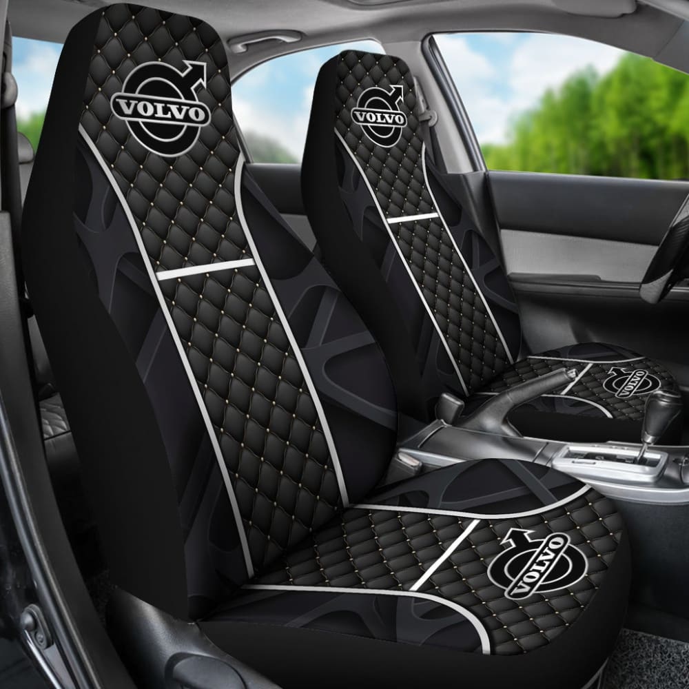 Premium Volvo Black Themed Printed Car Seat Covers 210901 - Perfect for Car Enthusiasts & Custom Vehicle Interior Upgrades