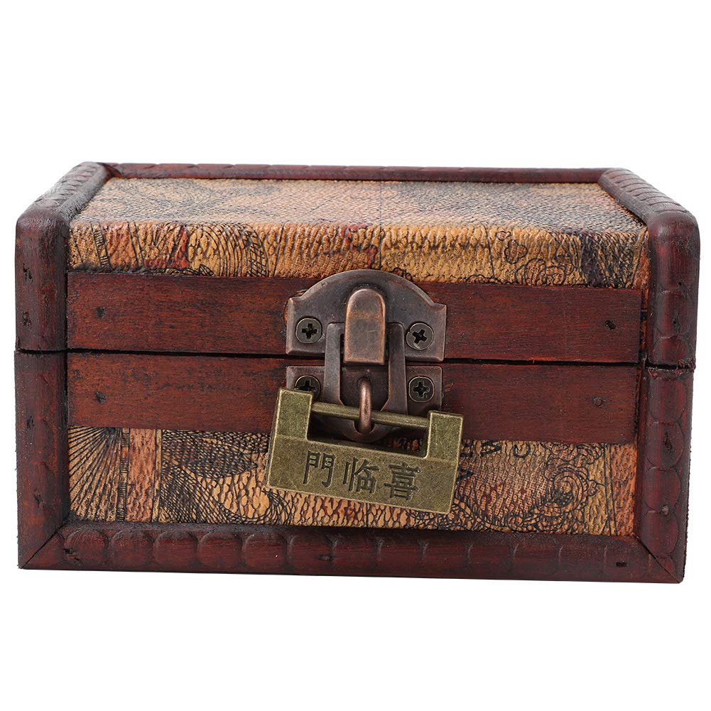 Vintage Wooden Jewelry Box with Lock - Jewelry Storage Case for Necklaces, Rings & Earrings - Elegant Home Decor Organizer for Bedroom Dresser or Vanity