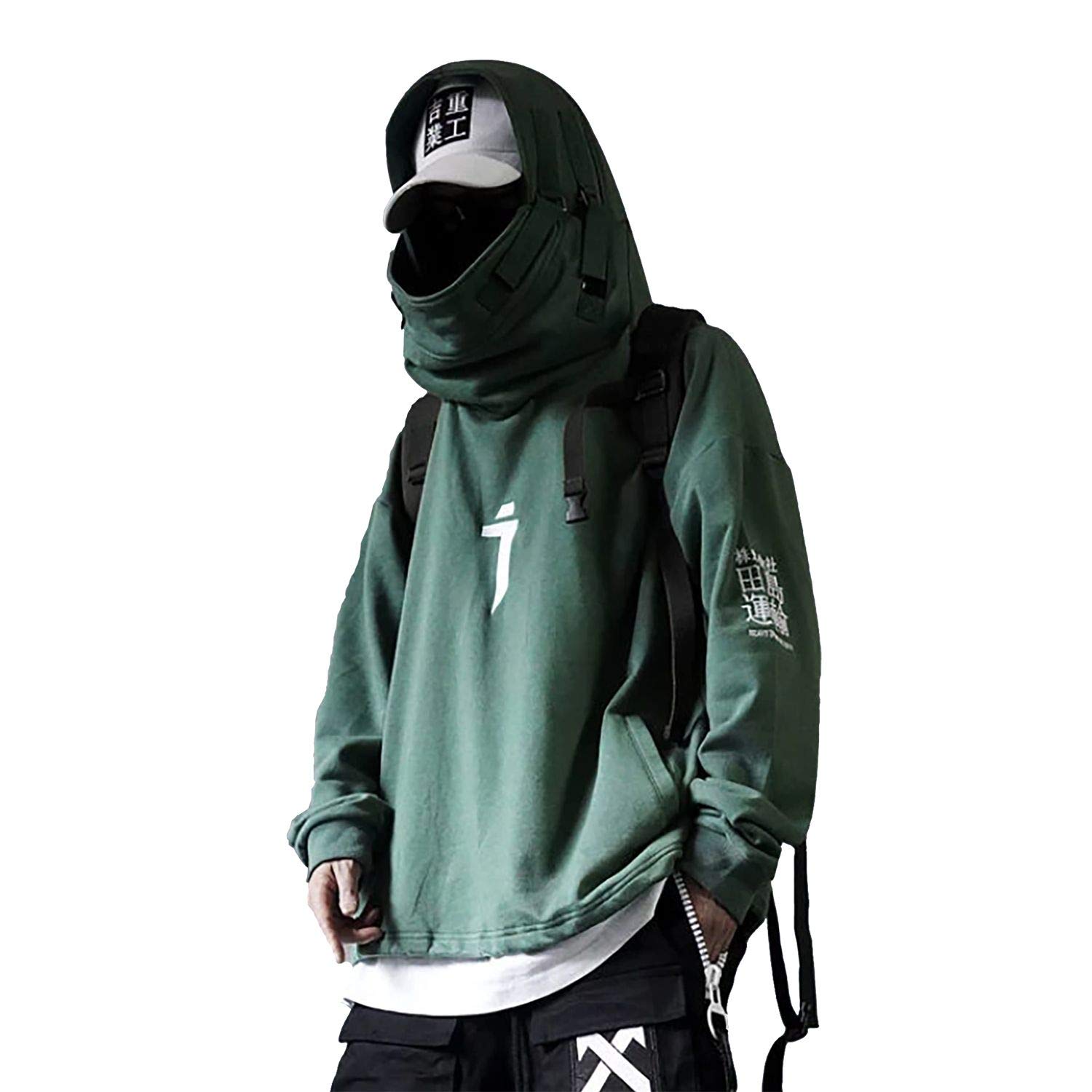 MFCT Men's Embroidered Tech Hoodie Sweatshirt with Funnel Neck - Comfortable Pullover for Casual Wear, Gym & Outdoor Activities