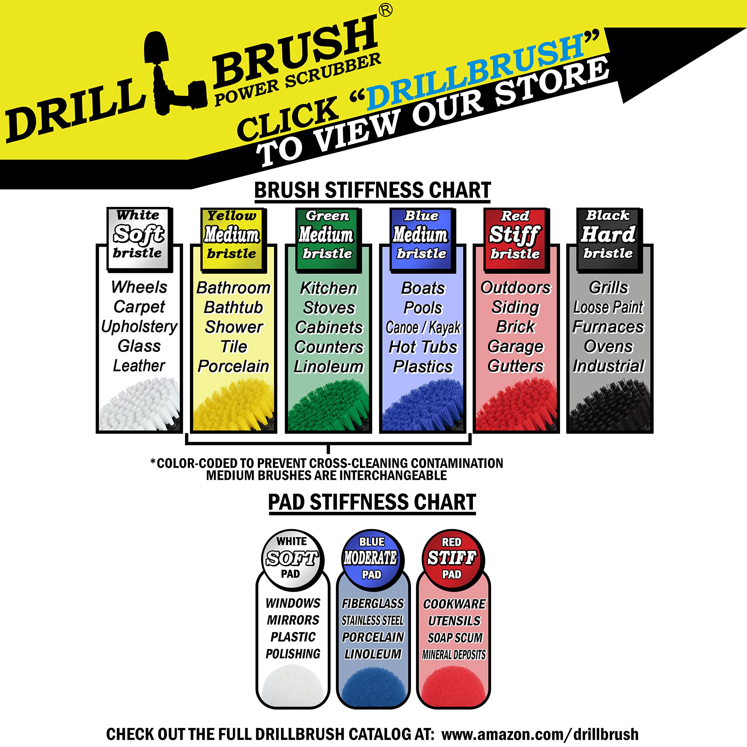 Drillbrush Cleaning Supplies Set - Upholstery & Carpet Cleaner Brush Kit for Auto Detailing | Car Interior Cleaning Tools | Perfect for Home, Car, Boat & Furniture Deep Cleaning