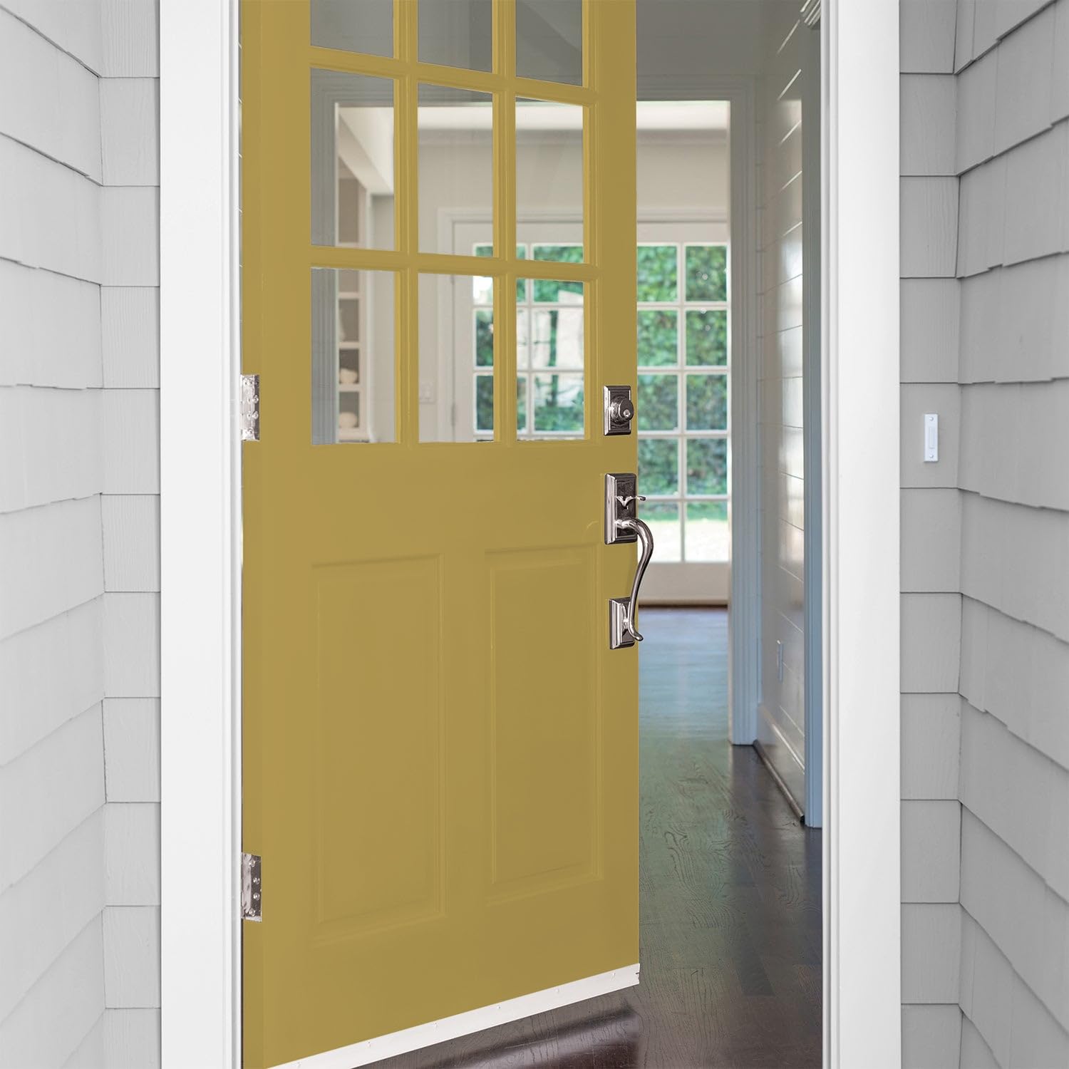 Glidden Exterior Paint + Primer in Yellow (Obsession) - 1 Gallon Satin Finish One Coat Coverage for Outdoor Home Projects