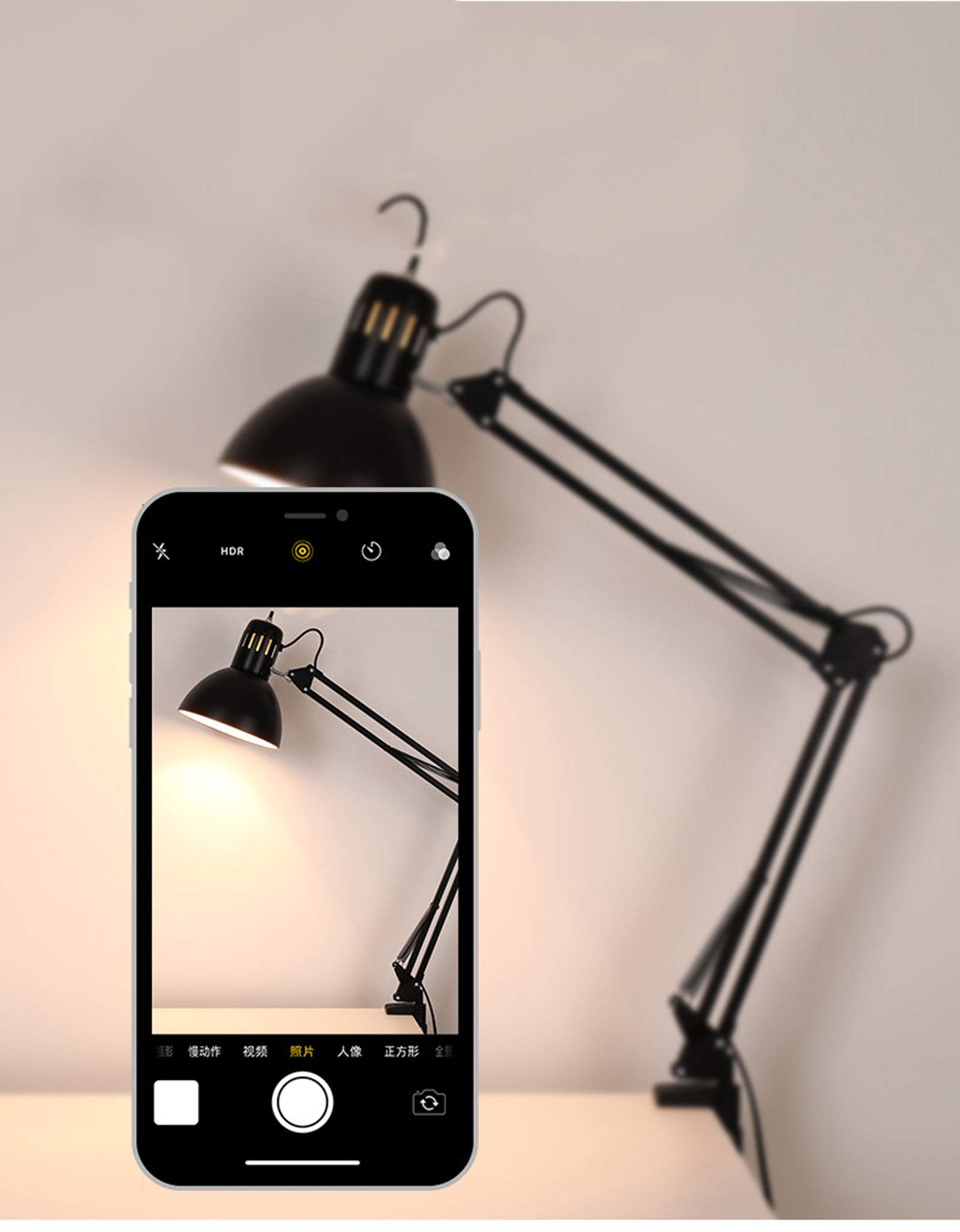 Adjustable LED Desk Lamp with Clamp - Metal Swing Arm Architect Task Light for Office, Studio & Home | Clip-On Bedside Reading Lamp | Dimmable Work Light for Studying, Drawing & Nightstand Use (Black)