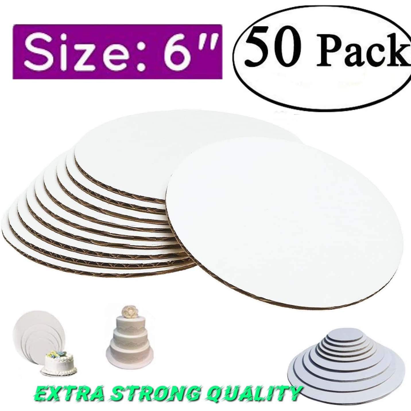 50 Pack 6 Inch Round Cake Boards - Thick Cardboard Cake Circles for Baking, Pizza & Dessert Displays - Perfect for Home Baking, Party Decorations & Professional Cake Decorating