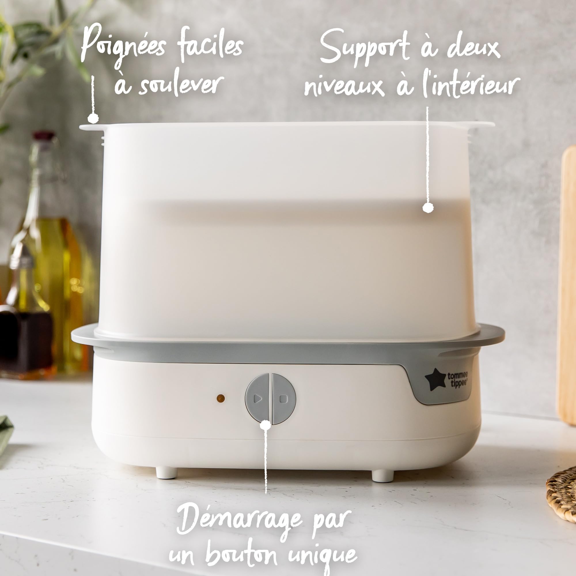 Tommee Tippee Advanced Electric Baby Bottle Sterilizer - 6 Bottle Capacity, Steam Sterilization, Chemical-Free, BPA-Free - Perfect for Daycare, Travel & Home Use