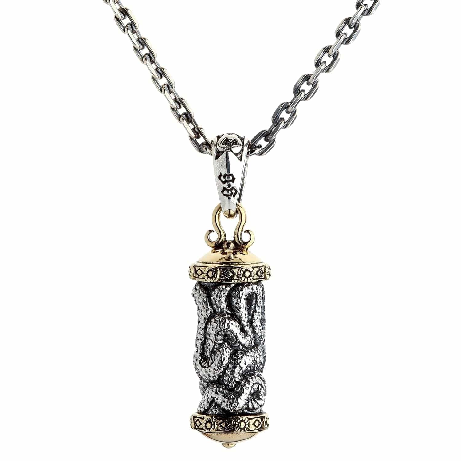 Gothic Sterling Silver Roller Snake Pendant Necklace for Men & Women - Perfect for Halloween, Gothic Fashion, and Punk Rock Style