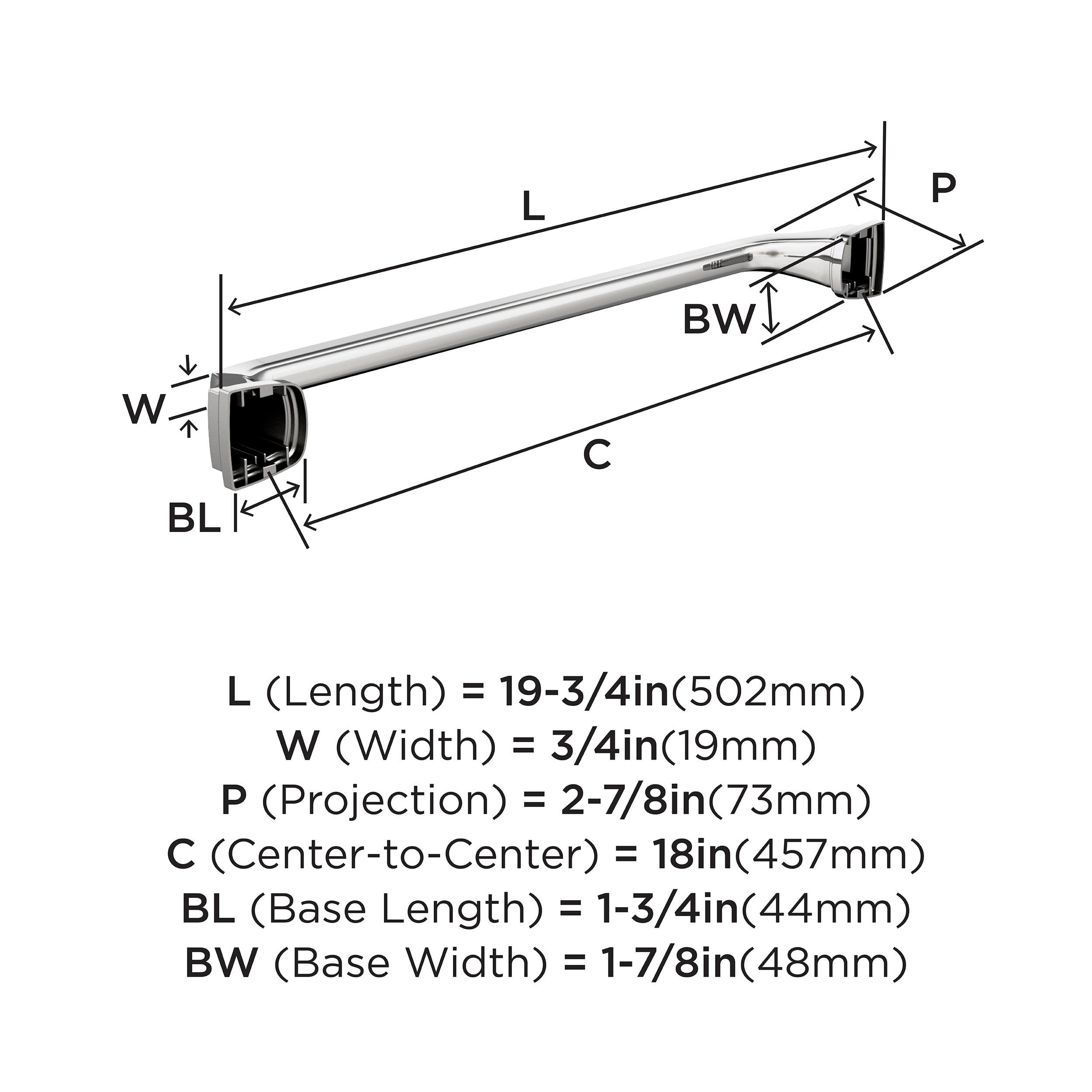 Amerock BH3603326 Chrome Towel Bar - 18 Inch (457 mm) Bathroom Towel Rack Holder - Revitalize Series - Durable Bath Hardware & Accessories for Shower, Spa, and Guest Bathrooms