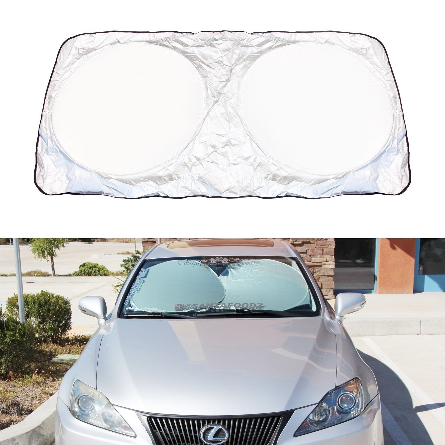 63 x 33.8 Inch Large Foldable Car Windshield Sunshade - UV Protection Sun Shade for Cars, SUVs & Trucks - Perfect for Summer Parking & Heat Protection