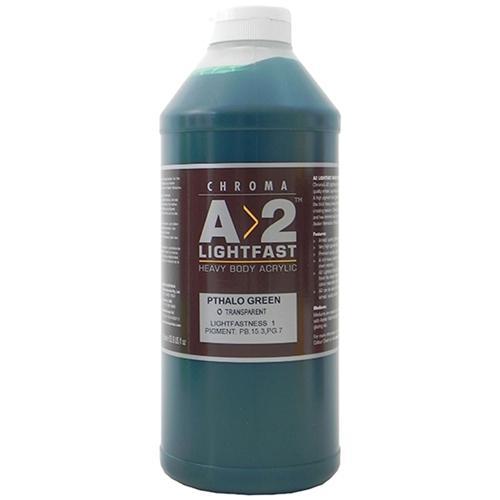 A2 Lightfast Heavy Body Acrylic Paint - 1 Litre (Pthalo Green) | Professional Artist Quality for Canvas Painting, Murals & DIY Crafts