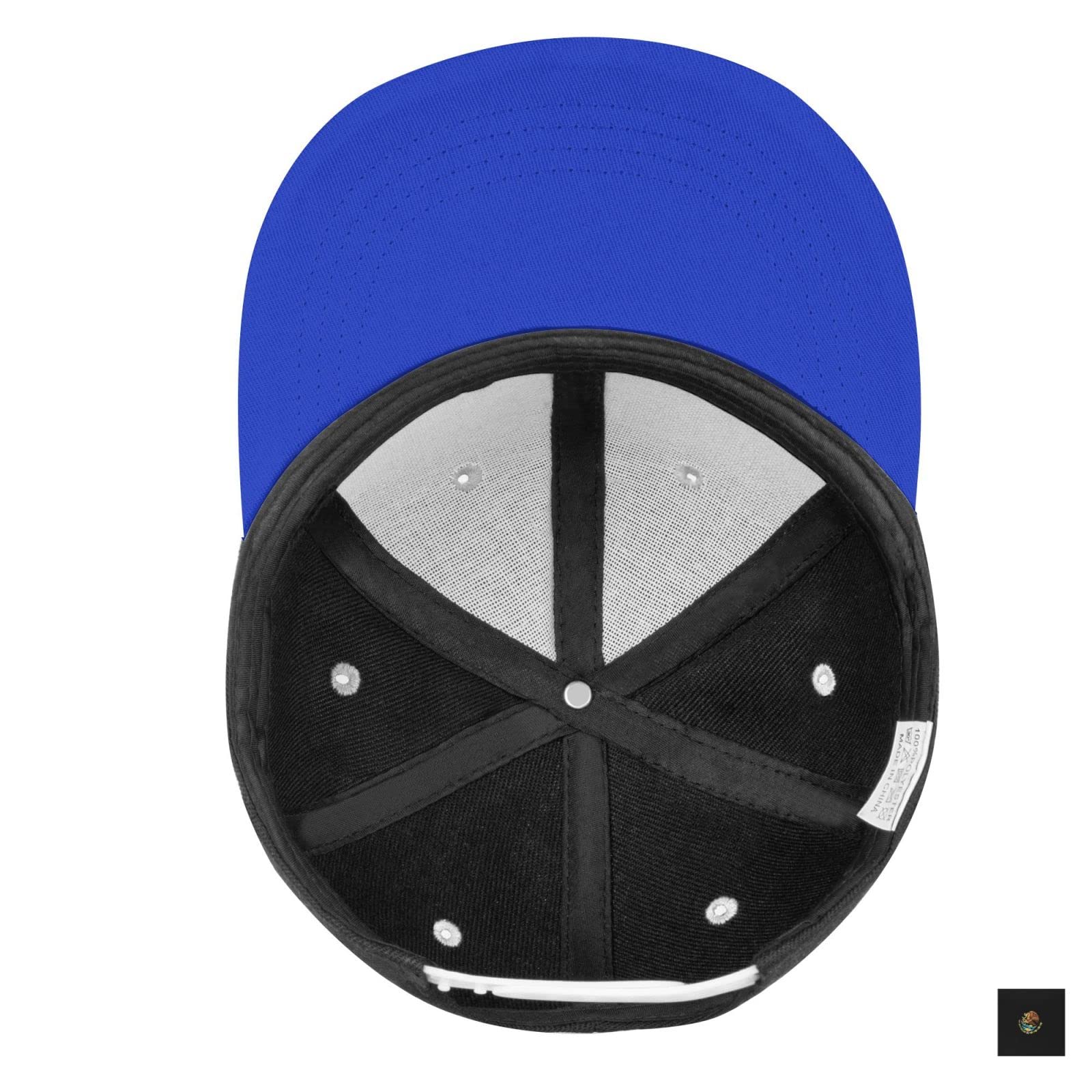 Mexican Flag Eagles Unisex Flat Bill Baseball Cap - Adjustable Hip Hop Sports Hat in Blue & Contrast Colors | Perfect for Streetwear, Hip Hop Fashion & Outdoor Activities