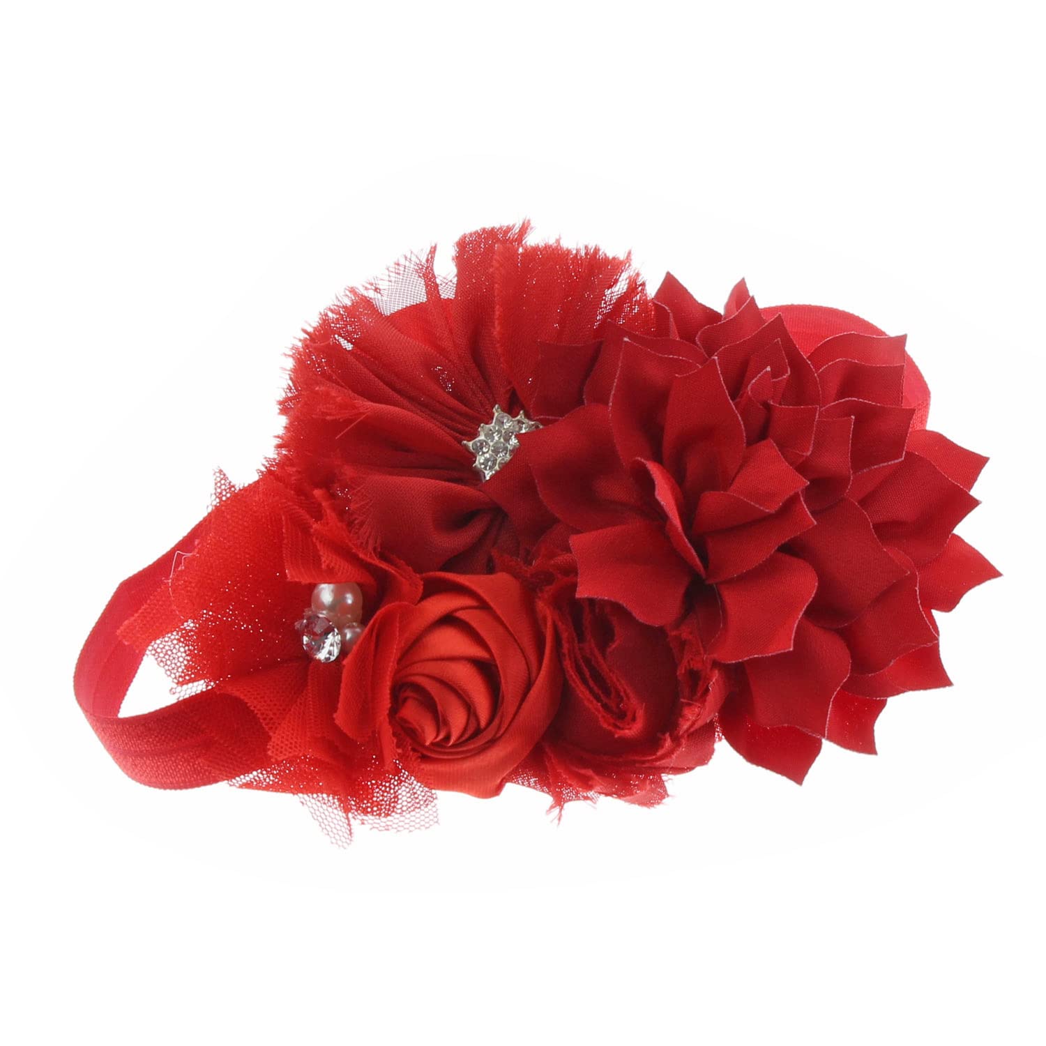 Lello Shabby Fabric Flower Headbands for Baby Girls & Toddlers - Stretchy Elastic Hair Accessories - Perfect for Parties, Photos & Everyday Wear