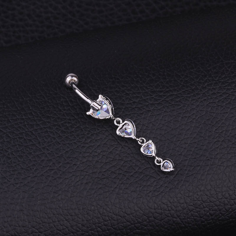 Hypoallergenic Dangle Heart Belly Button Ring | HSBR18605 | Perfect for Sensitive Skin & Trendy Outfits