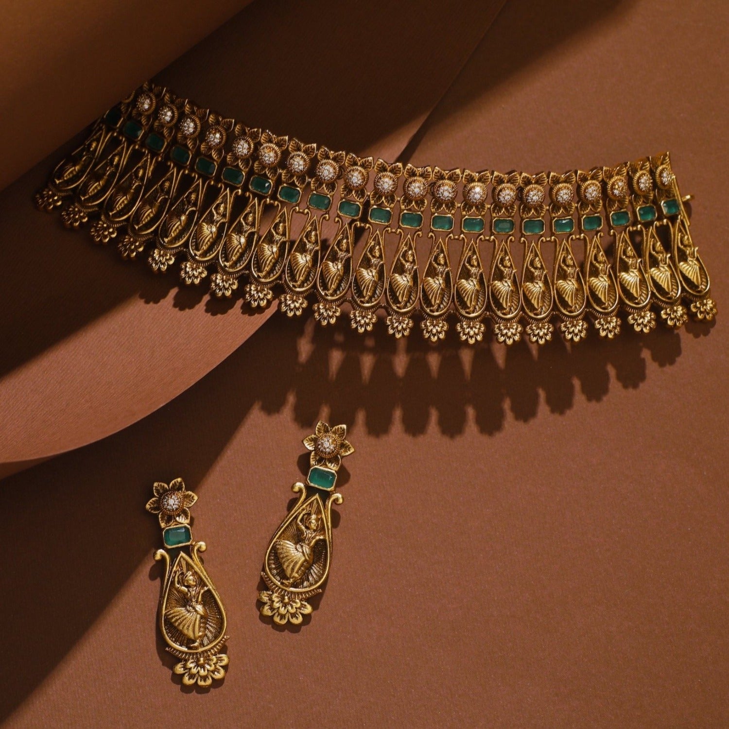 Vintage Dancing Lady Choker Necklace Set - Elegant Antique Jewelry for Women, Perfect for Parties, Weddings & Special Occasions