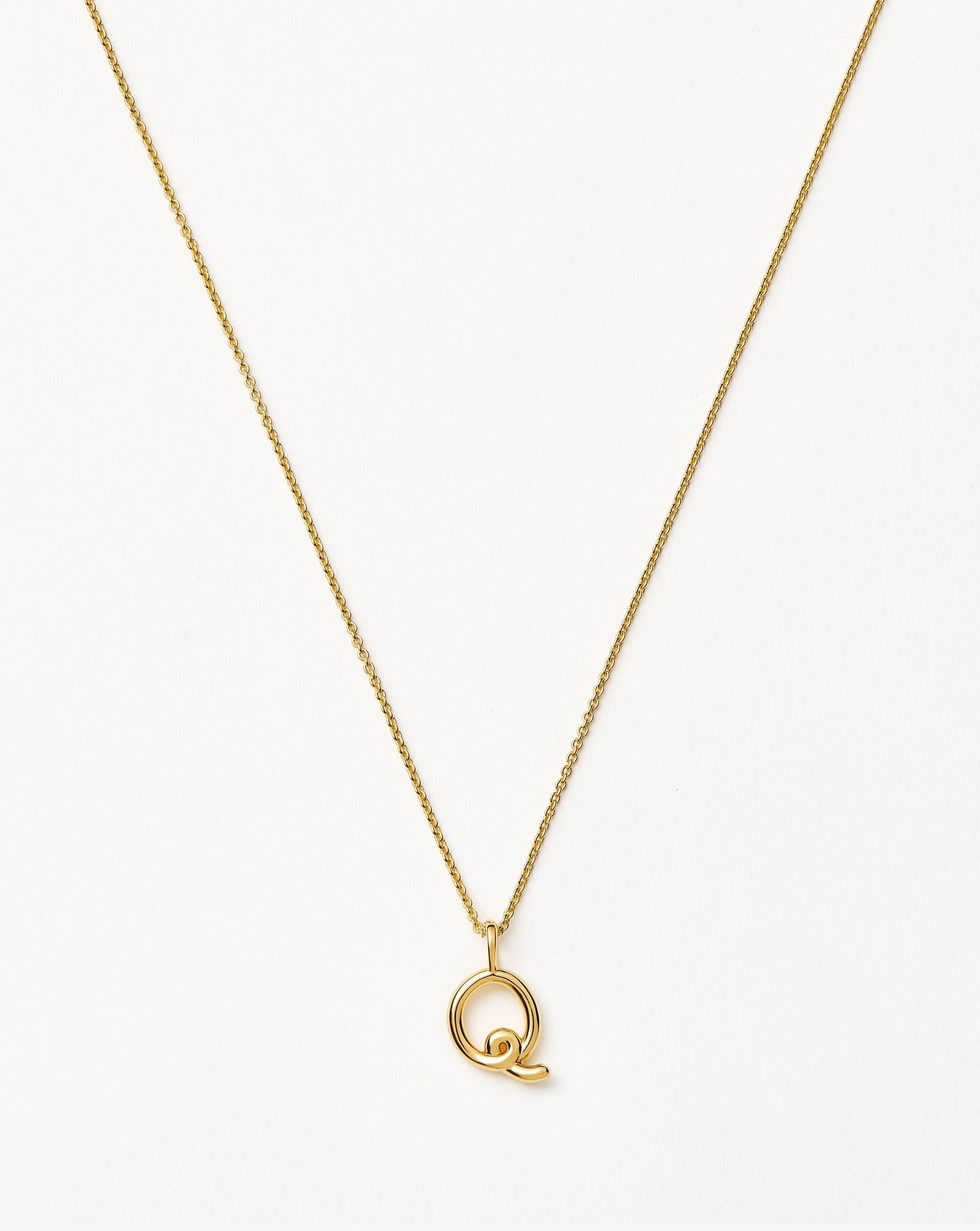 18K Gold Vermeil Curly Molten Mini Initial Necklace - Personalized Letter Q Jewelry for Women, Gift for Her, Birthday, Anniversary, Valentine's Day