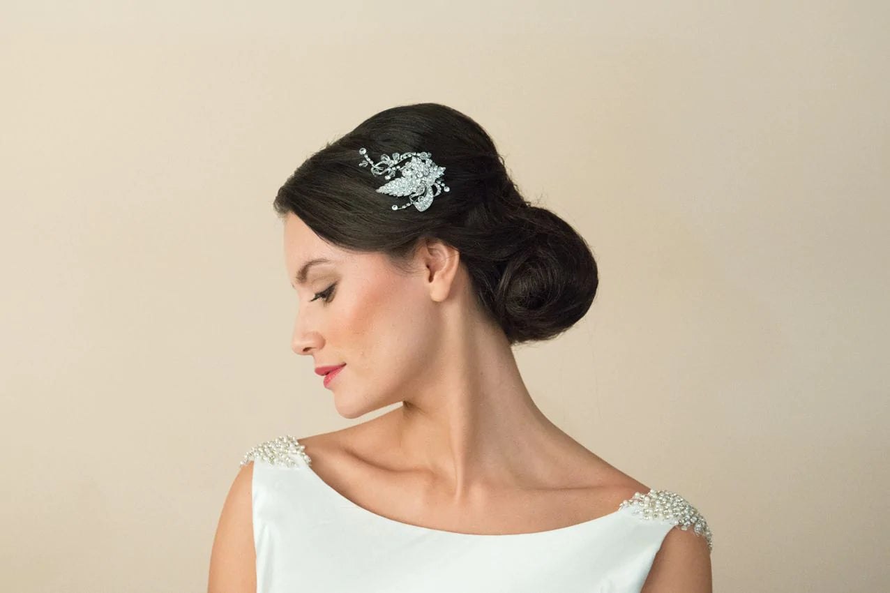 Ivory & Co IVY Silver Bridal Hair Clip - Elegant Wedding Hair Accessory for Brides, Bridesmaids & Special Occasions