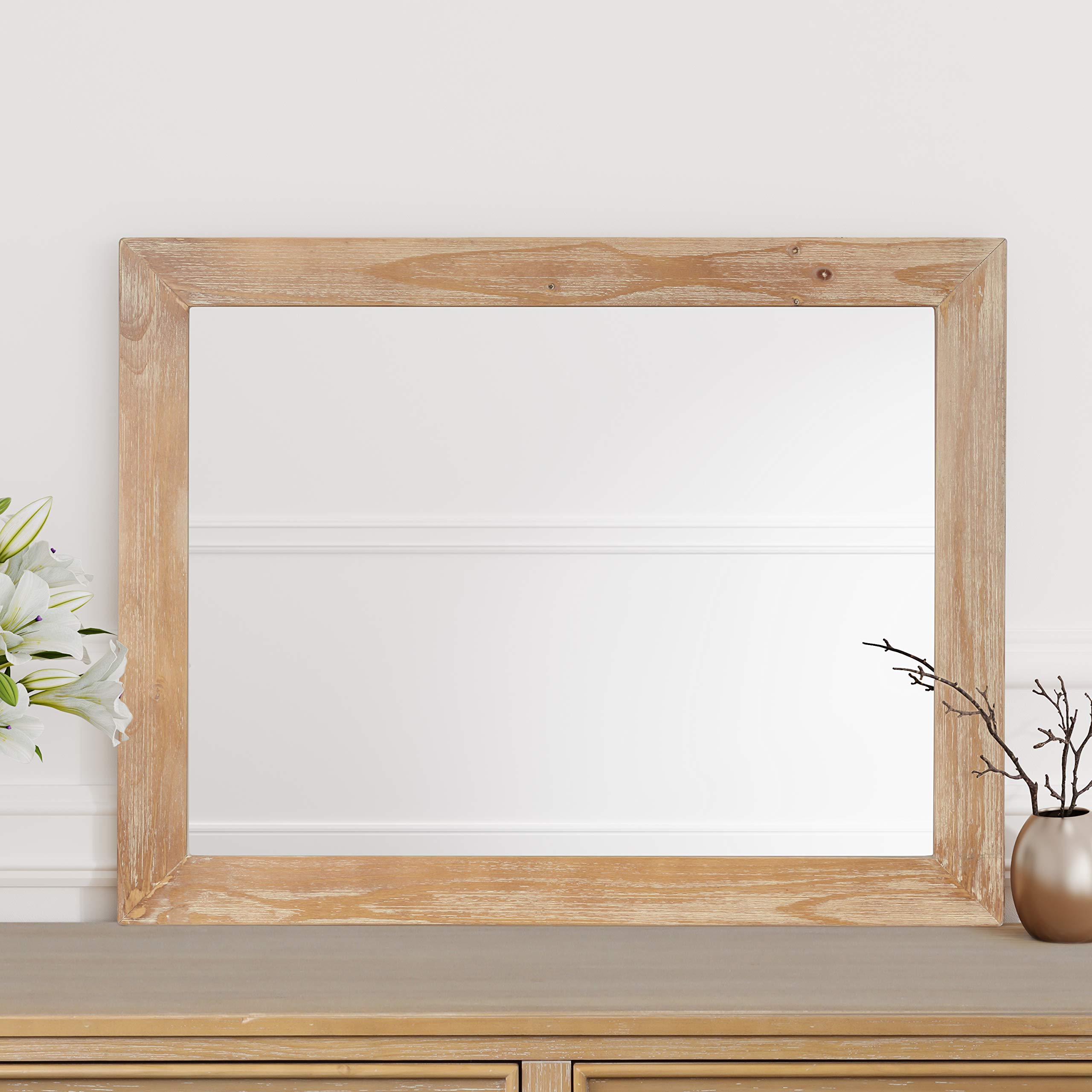 Stylish Hazel Wood Vanity Mirror with Adjustable Lighting - Perfect for Makeup, Bathroom Decor, and Entryway - Ideal for Living Room, Bedroom, and Hallway Décor | Enhances Your Daily Beauty Routine and Home Aesthetic