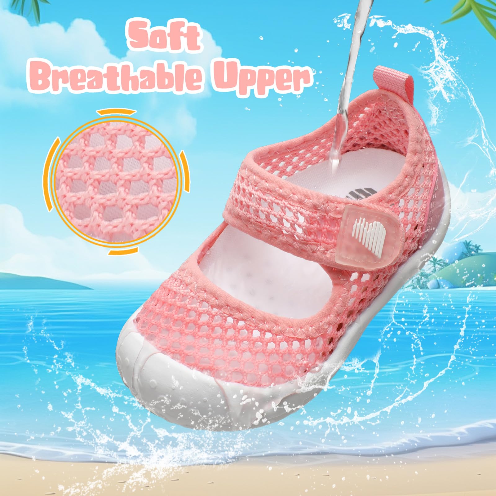 BARERUN Toddler Water Shoes - Barefoot Quick-Dry Aqua Socks for Boys & Girls with Arch Support | Breathable Baby Swim Shoes for Beach, Pool, Water Park & Outdoor Activities