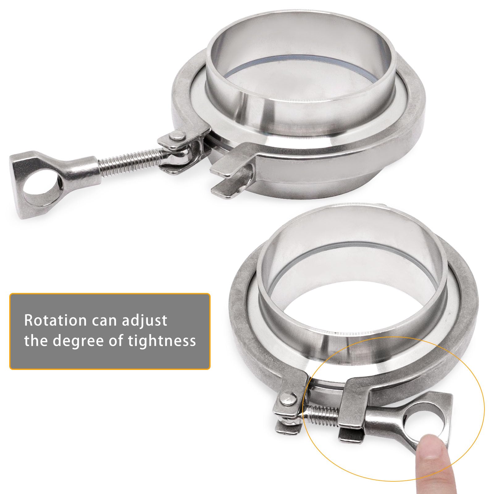 Stainless Steel 304 Tri Clamp Sanitary Pipe Fitting - 3 Inch Heavy Duty Weld Ferrule with Wing Nut & Gasket for Food, Beverage & Pharmaceutical Industry | Brewery, Dairy & Biotech Applications