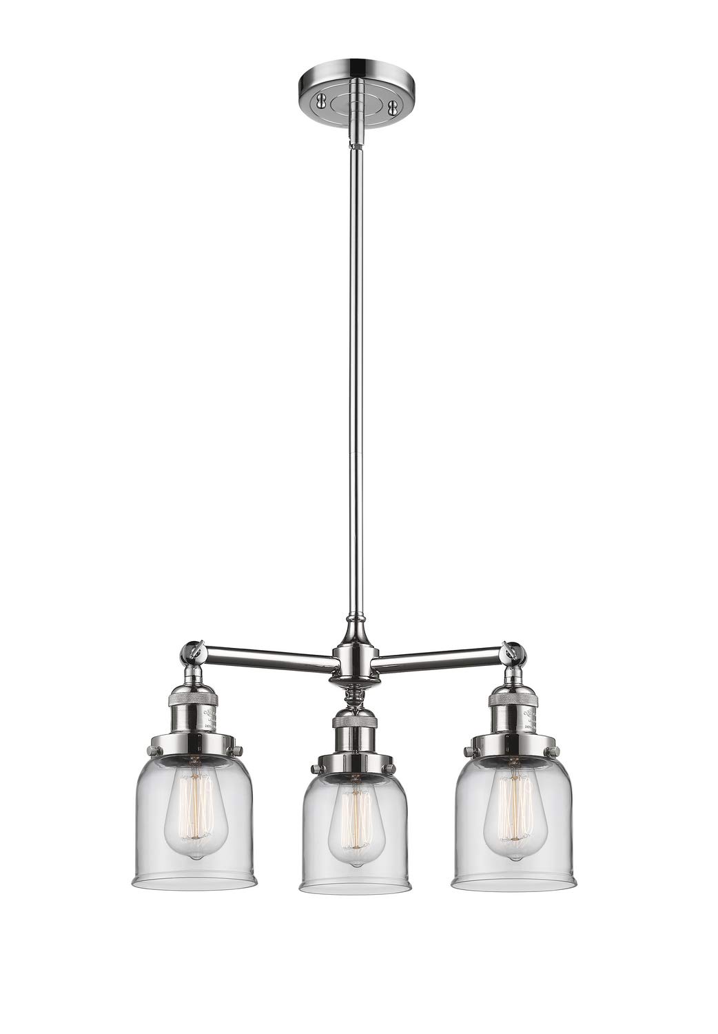 Innovations 207-PC-G52-LED 3-Light Vintage Dimmable LED Chandelier in Polished Chrome - Perfect for Dining Room, Bedroom or Living Room Ceiling Lighting Decor