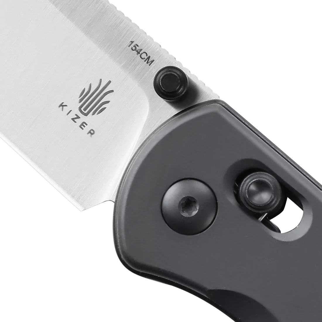 Kizer V3619A1 Vanguard Drop Bear Folding Pocket Knife - Satin Drop Point Blade, Aluminum Gunmetal Handle - EDC, Camping, Hiking & Outdoor Survival Tool