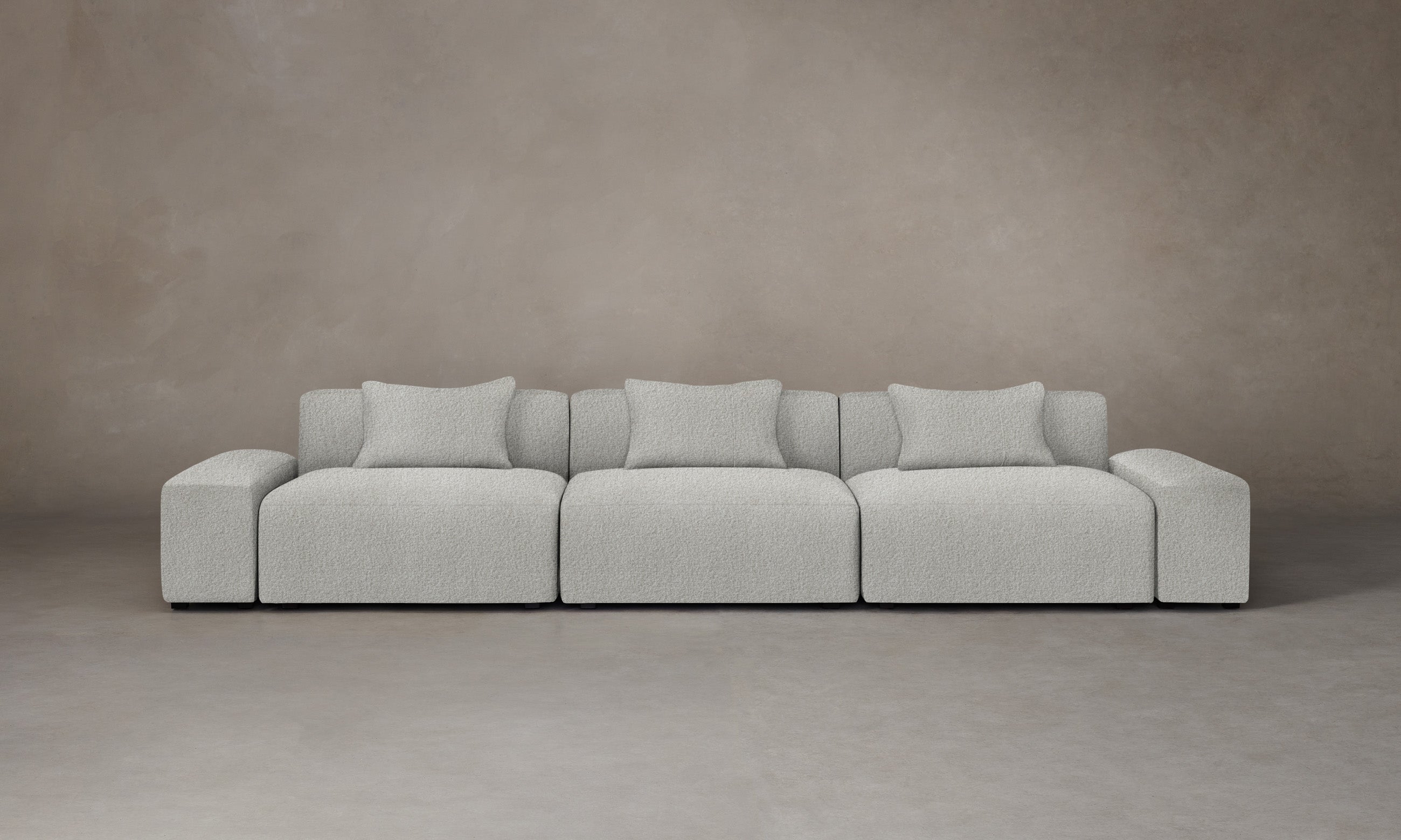 Breuer Modular Sectional Sofa - Premium Woolen Bouclé Fabric in Cliff Gray | Modern Living Room Furniture for Small Spaces & Apartments