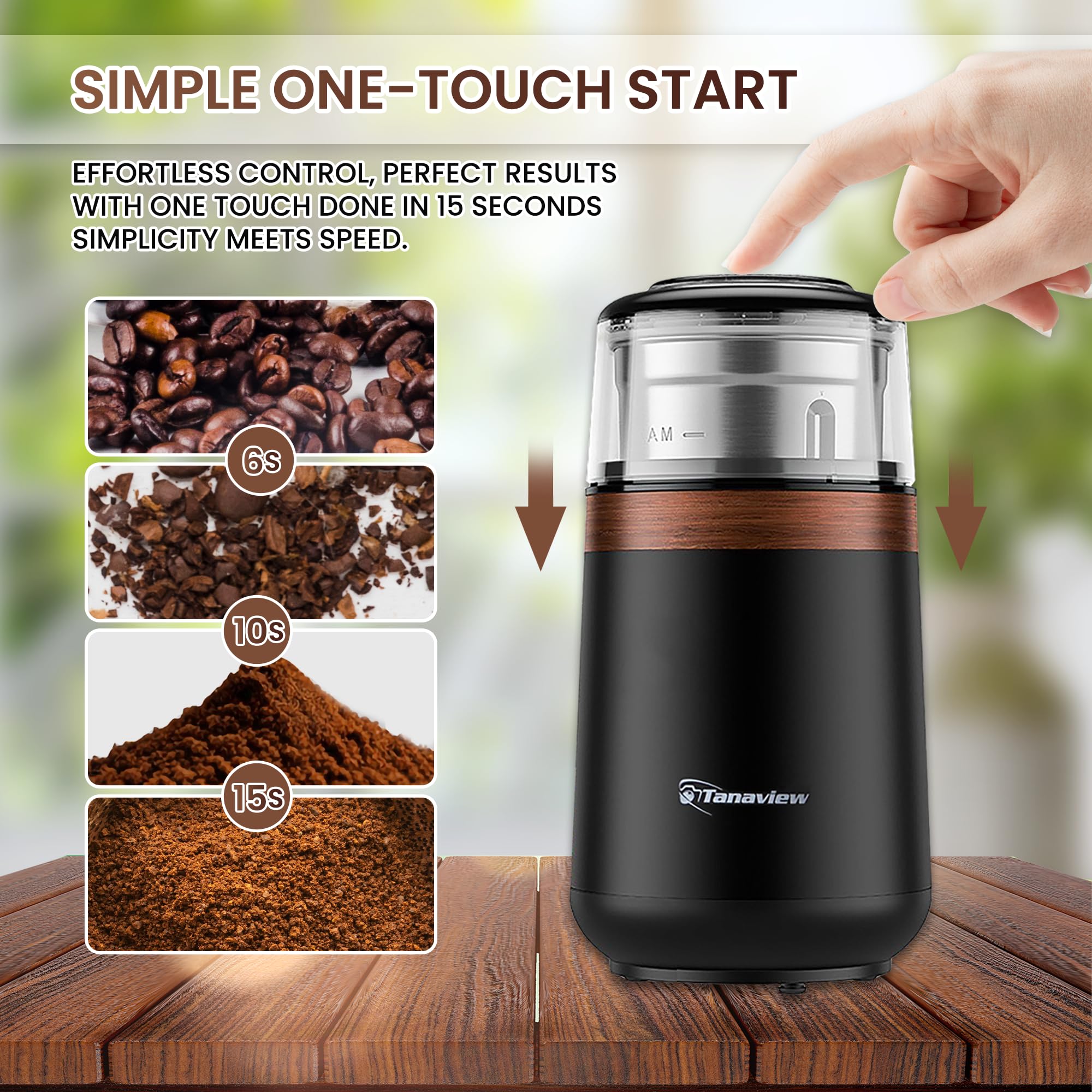Premium Electric Coffee Grinder for Beans, Spices & Herbs - 150W Stainless Steel Blades with Removable Bowl - Grinds Up to 2.5oz/70g - Perfect for Fresh Coffee, Baking & Kitchen Use - Makes 12 Cups