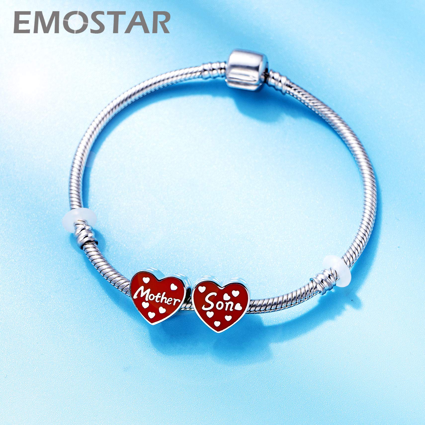 EMOSTAR Sterling Silver Family Theme Charms - Mother Father Daughter Son, Nana, Wife Husband, Godmother, Mom Crown, Sister Heart Beads | Perfect Gift for Mother's Day, Father's Day, Birthday & Anniversary | European Style Bracelet for Women & Men