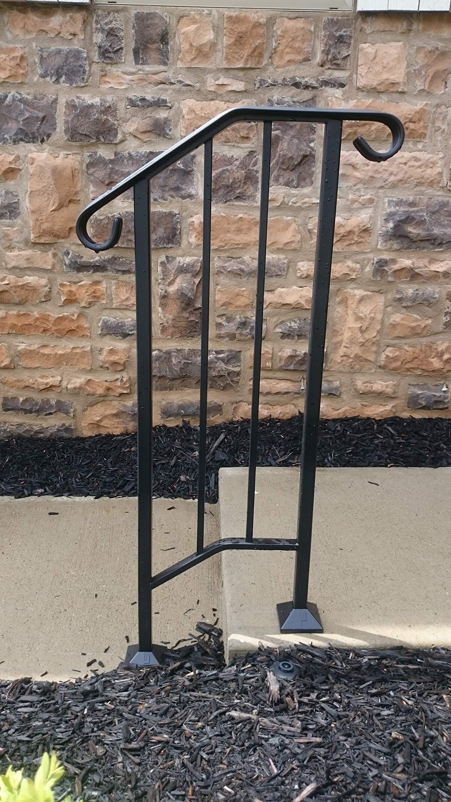 Iron X Handrail Picket #1 - Heavy Duty Steel Stair Railing for Brick or Paver Steps | Outdoor Stair Safety & Deck Handrail for Home & Garden