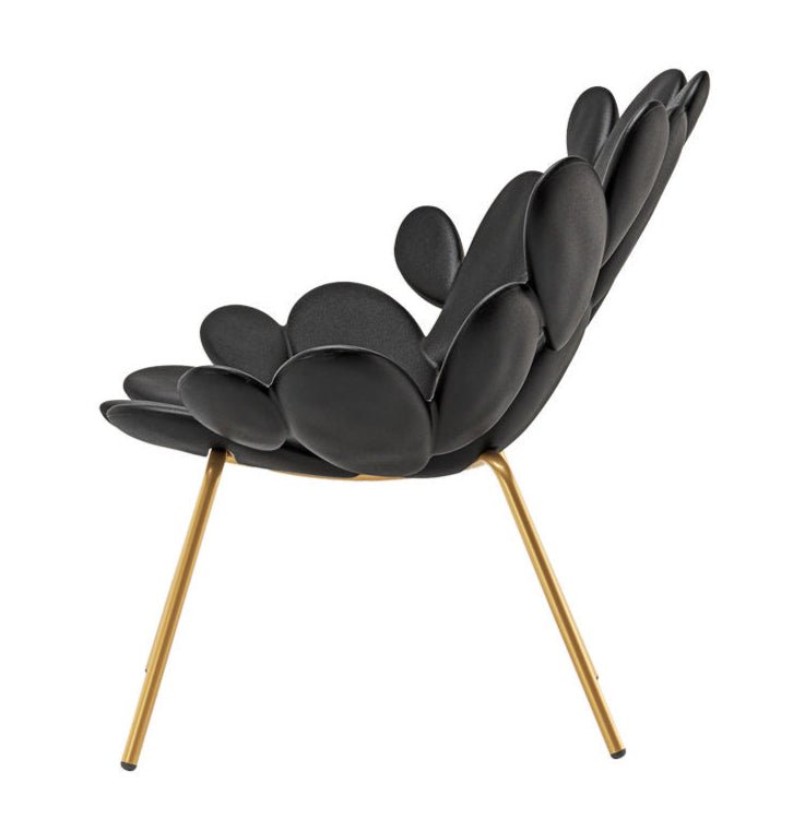 Qeeboo Filicudi Armchair with Brass Frame - Modern Luxury Lounge Chair for Living Room, Office & Hotel Decor