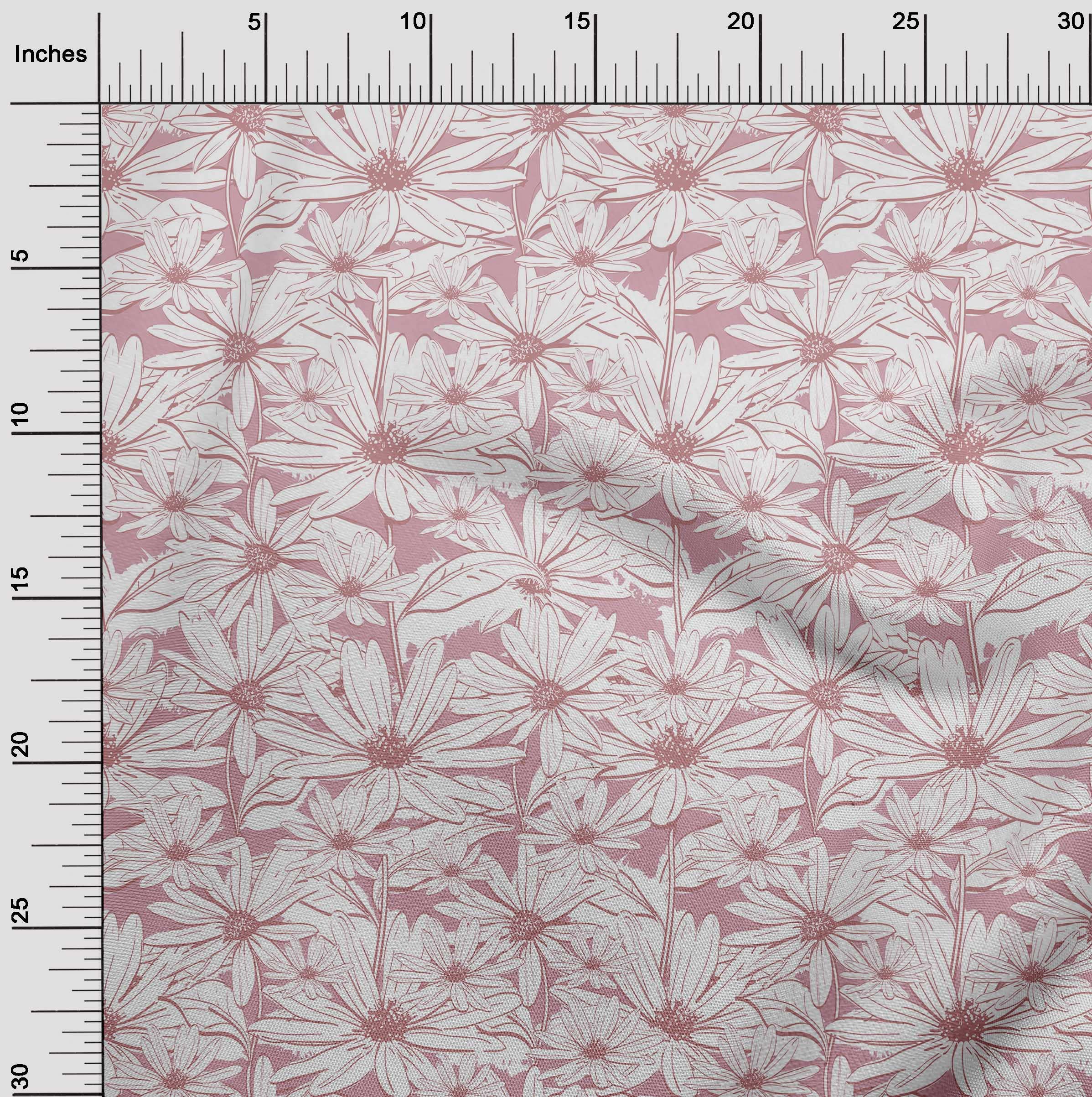 oneOone Cotton Cambric Pink Salmon Floral Print Fabric - 56 Inch Wide for DIY Clothing & Sewing Projects | Perfect for Dresses, Blouses, Quilting & Home Decor