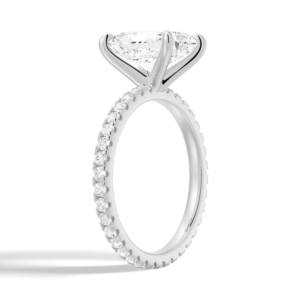 Stunning Radiant Cut Moissanite Engagement Ring with Eternity Pave Band - Perfect for Proposals, Anniversaries & Special Occasions