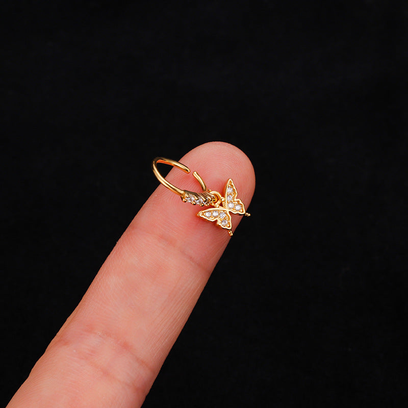 18K Gold Clover Hinged Hoop Septum Ring - Elegant Body Jewelry for Nose Piercing | Perfect for Everyday Wear & Special Occasions