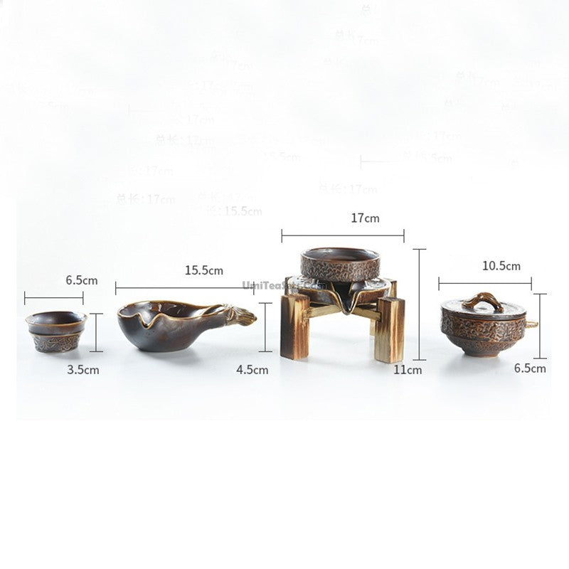Premium Automatic Tea Set with Jun Kiln Ceramics & Fish Pond Tea Tray - Perfect for Chinese Tea Ceremony, Home Decor & Zen Meditation Space