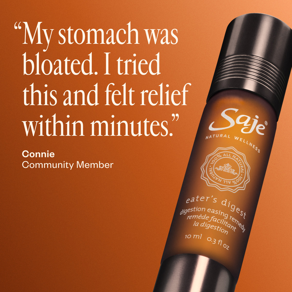 Eater's Digest Remedy Roll-On - Natural Stomach Relief for Indigestion & Bloating - Perfect for Travel, Work & Home Use