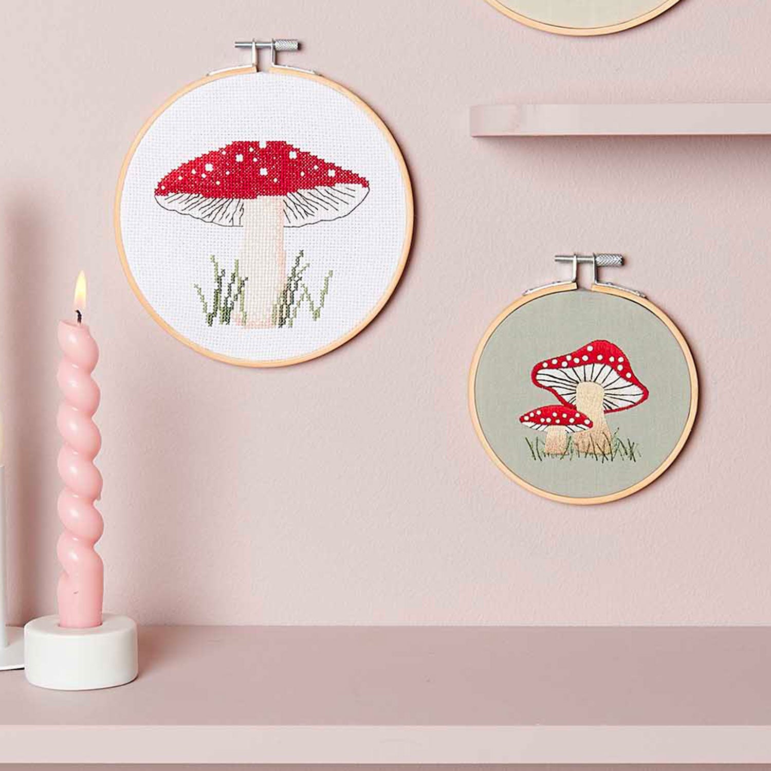 X Stitch Embroidery Kit - DIY Mushroom Cross Stitch Pattern for Beginners, Complete Needlepoint Set with Thread, Fabric & Instructions - Perfect for Home Decor, Wall Art & Craft Gifts