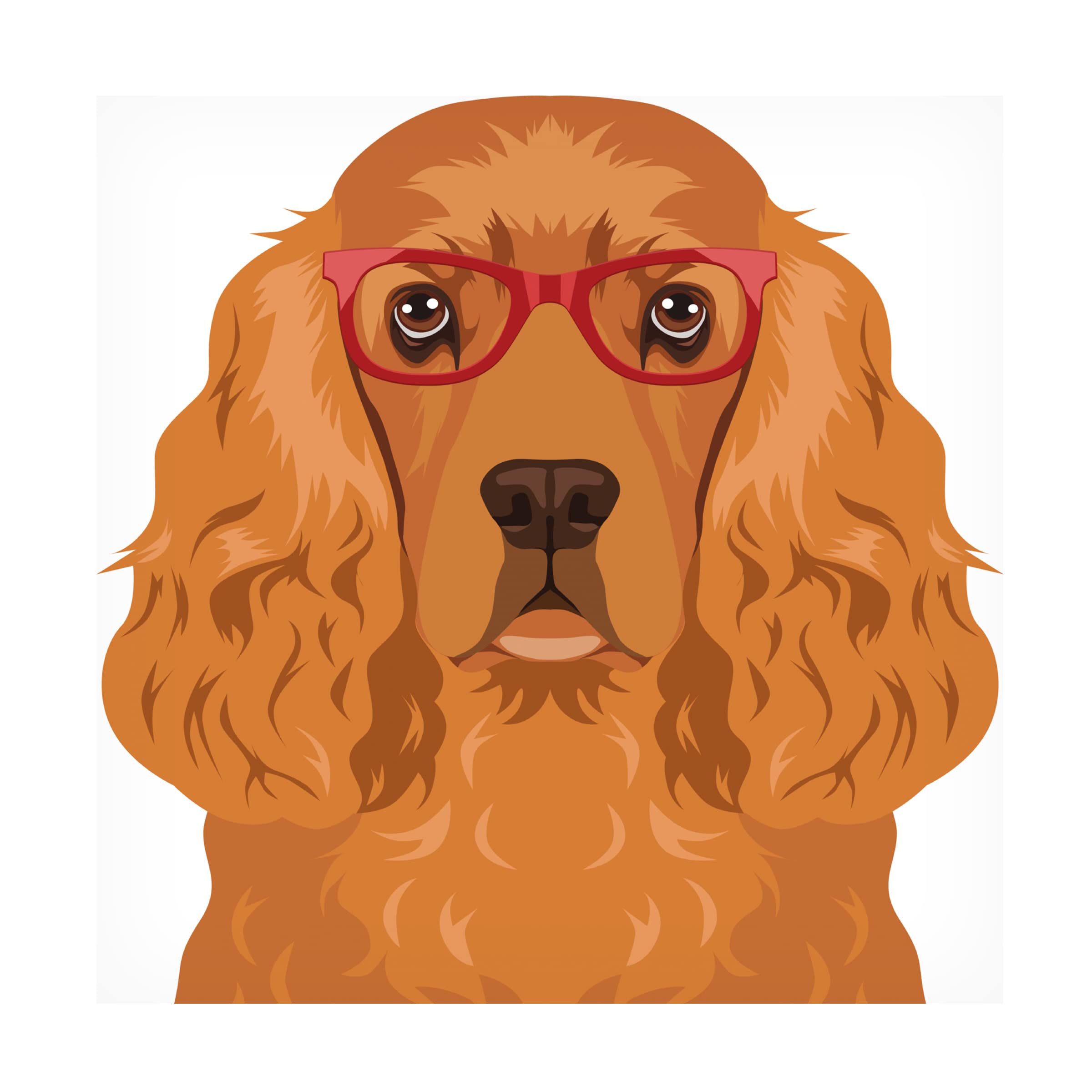 Trademark Fine Art 'English Cocker Spaniel Wearing Hipster Glasses' Canvas Wall Art Print - Dog Lover Gift, Unique Home Decor for Living Room, Bedroom & Office