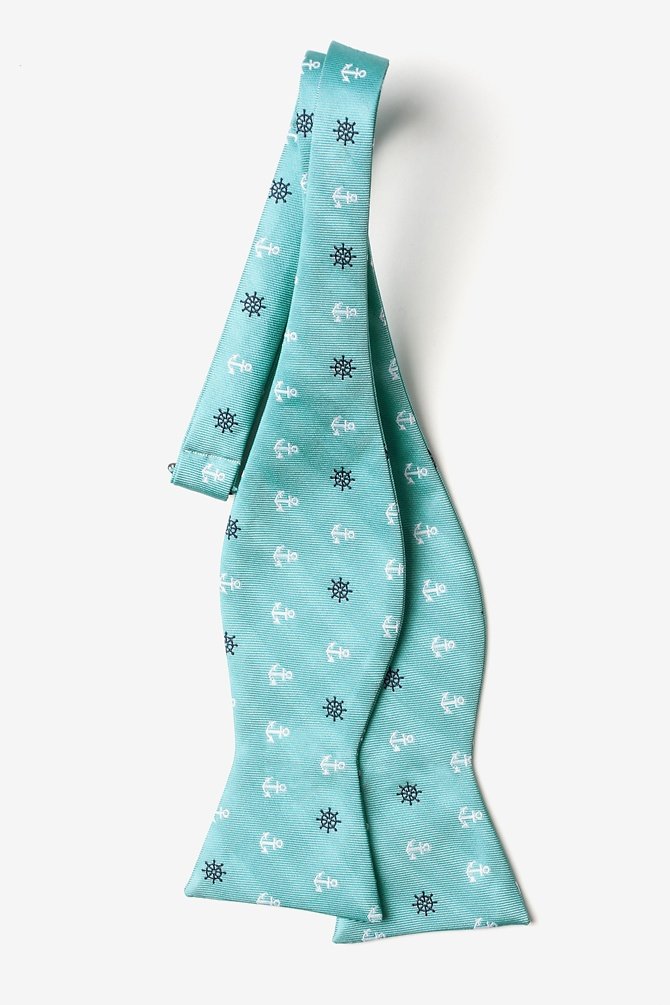 Elegant Butterfly Bow Tie with Anchors & Ships Wheels Design - Perfect for Nautical Weddings, Sailor Parties & Themed Events