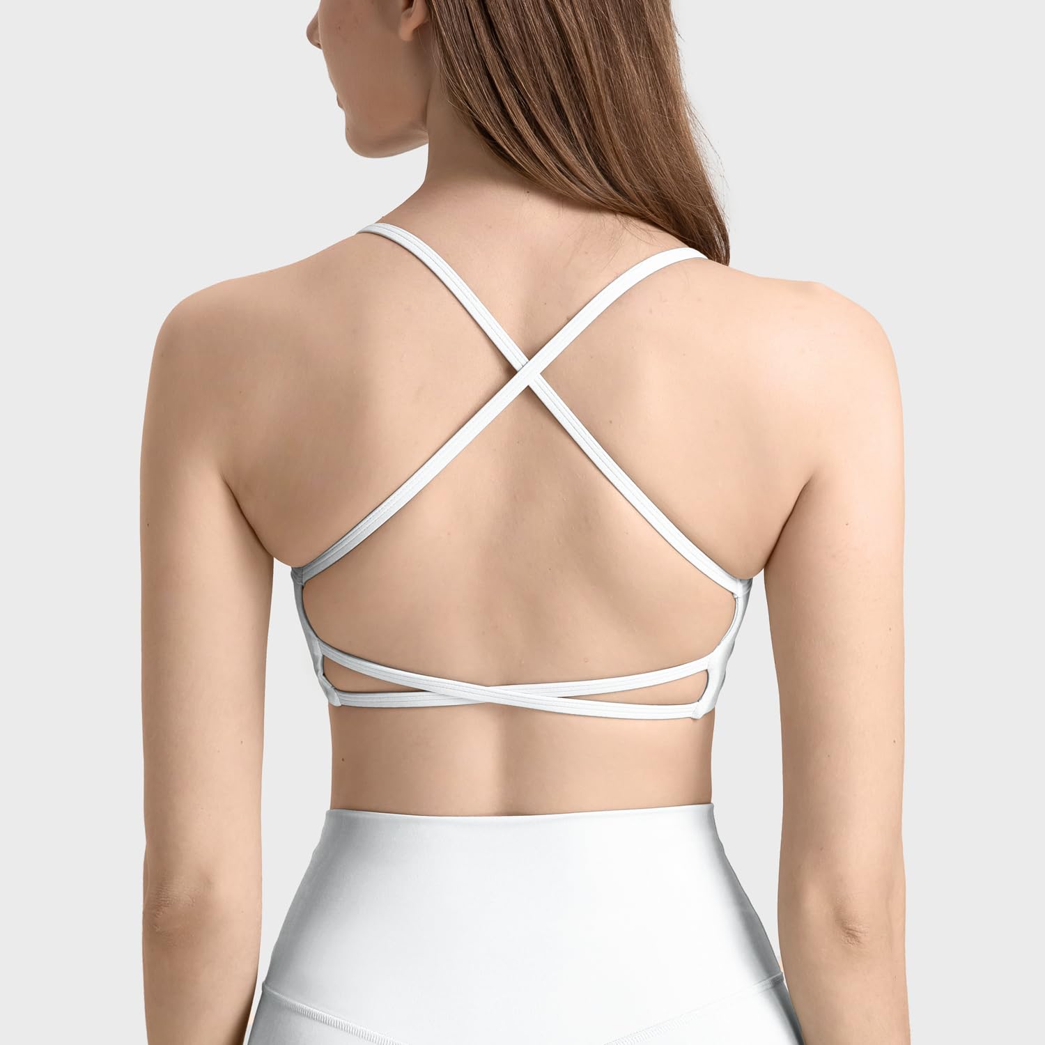HUGE SPORTS Women's Padded Yoga Sports Bra - Strappy Criss Cross Back Low Impact Workout Top for Yoga, Gym & Running